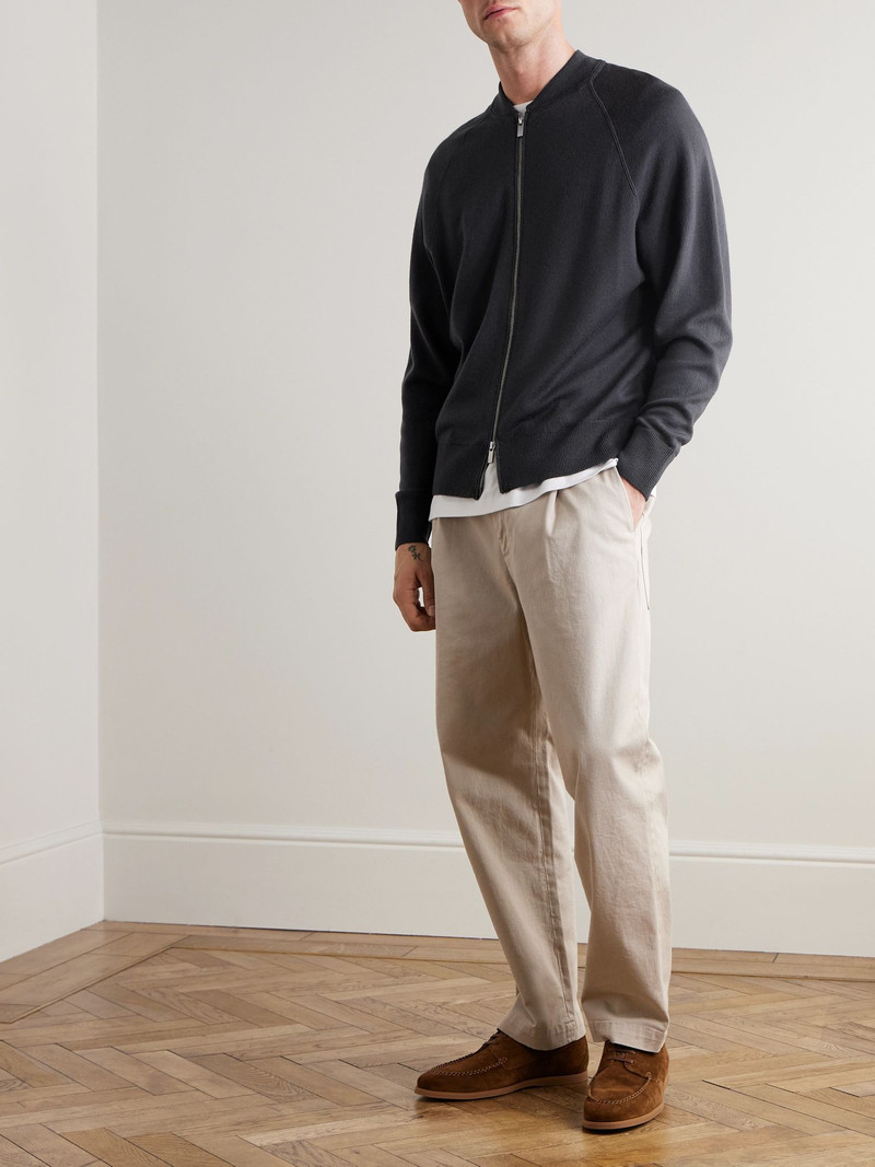 BARENA Tapered Cropped Pleated Stretch-Cotton Twill Trousers Beige outlook