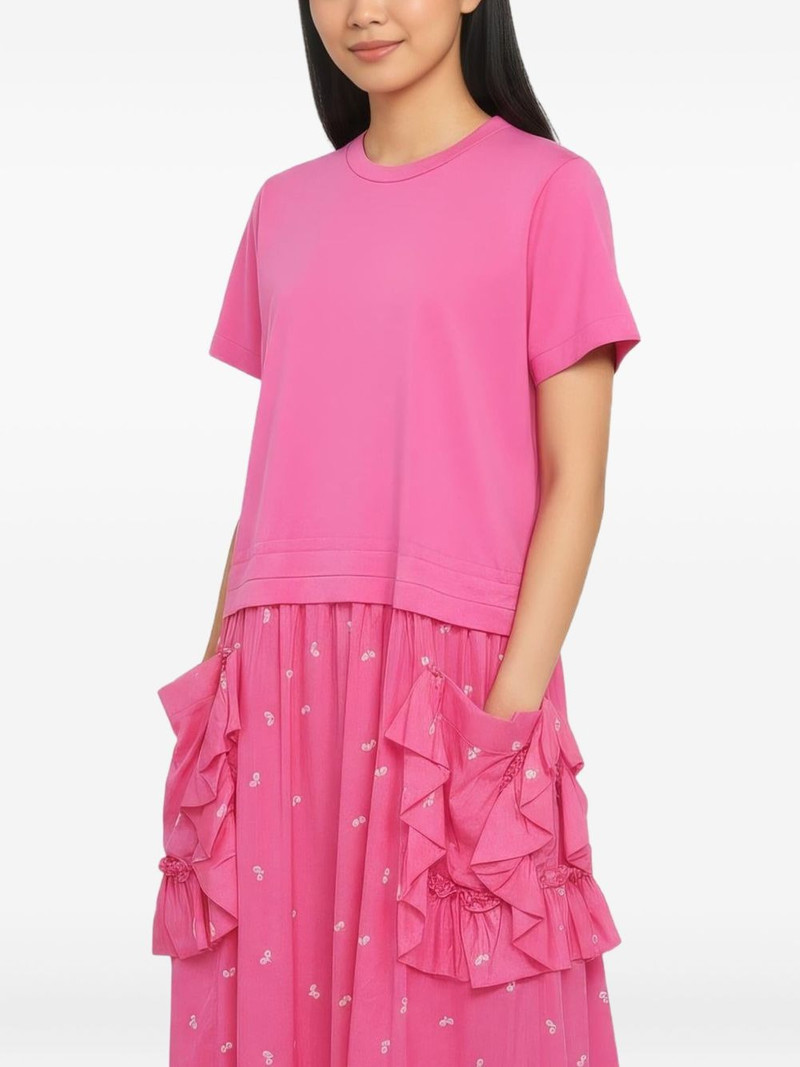 Comme des Garçons GIRL side frills leaf pattern midi dress outlook