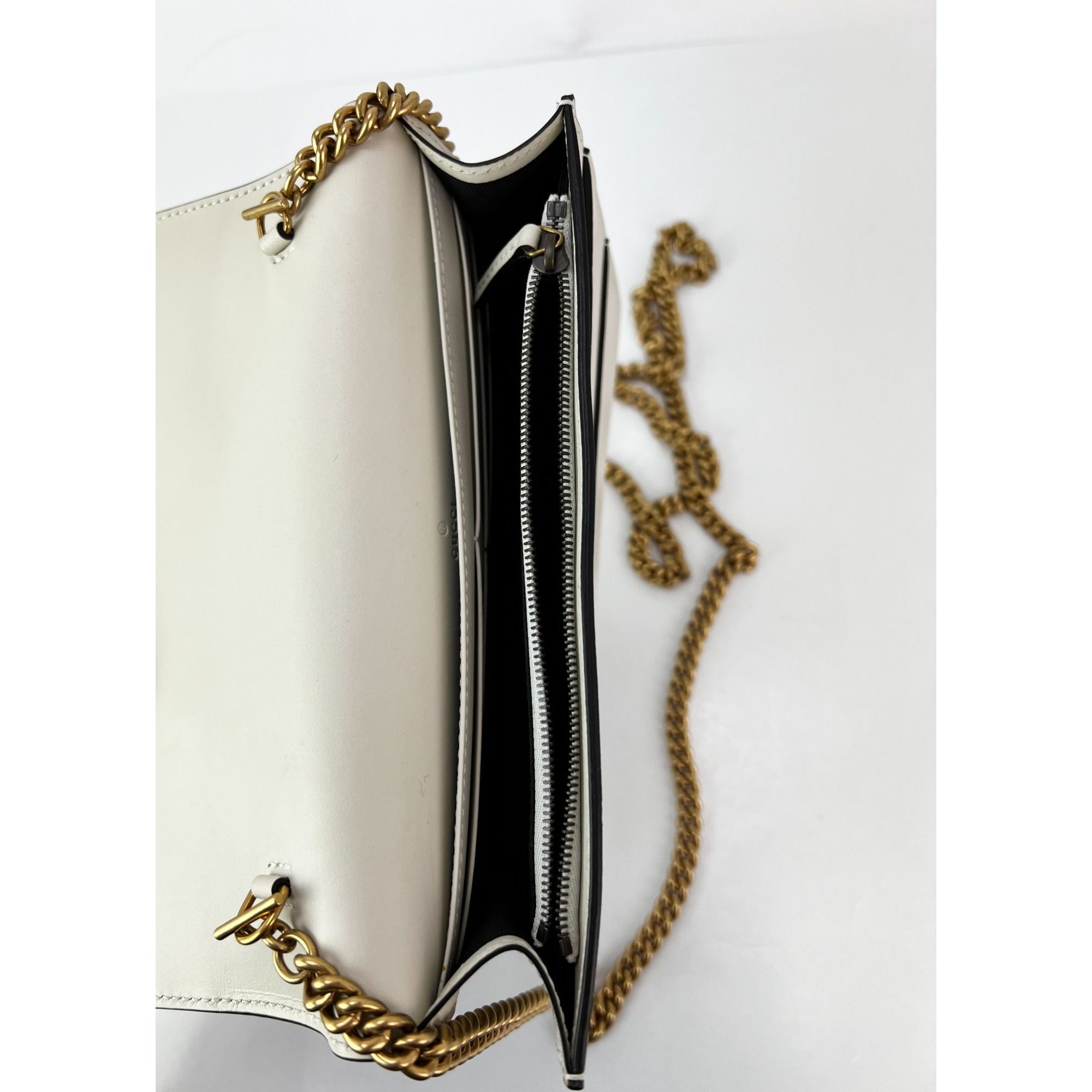 Gucci Queen Margaret Bee Wallet on a Chain Mystic White Clutch - 6