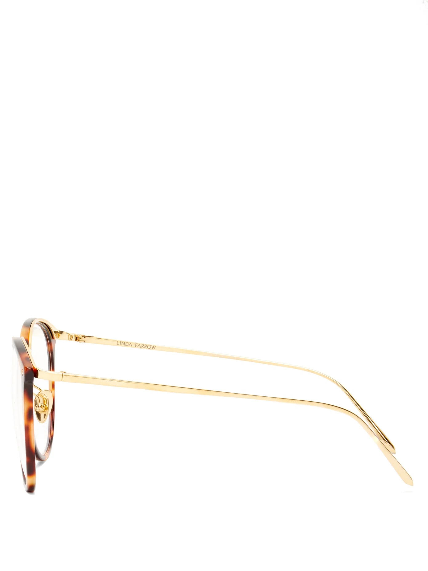 Kings round acetate & 18kt gold-plated glasses - 3