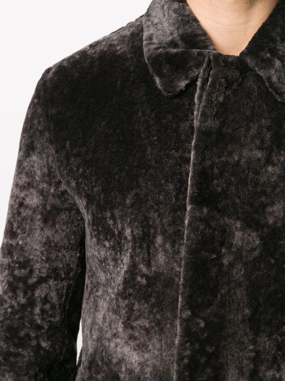 long-sleeve shearling coat - 5