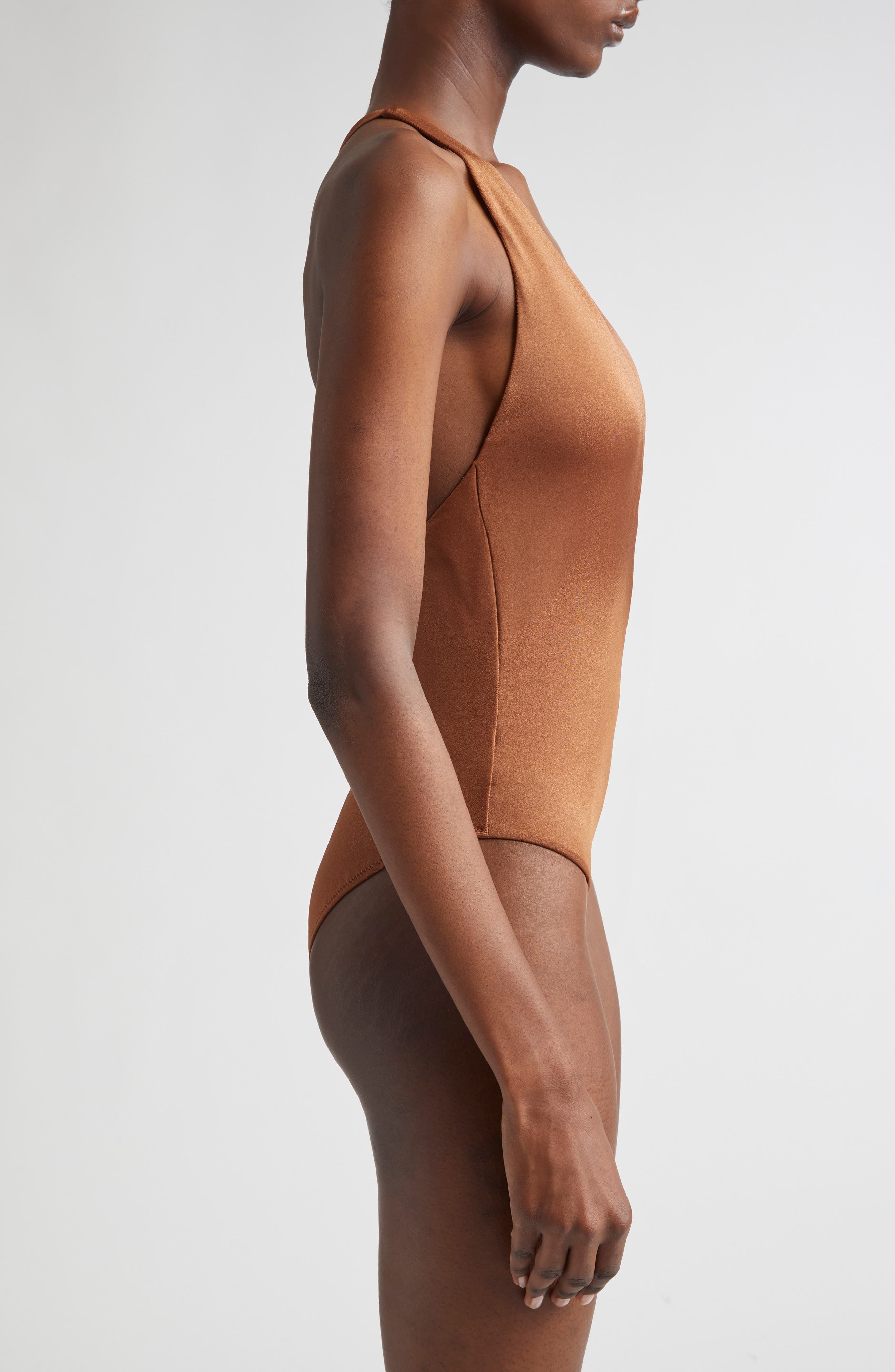 Versace Safety Pin One-Piece Swimsuit in Tobacco at Nordstrom - 3