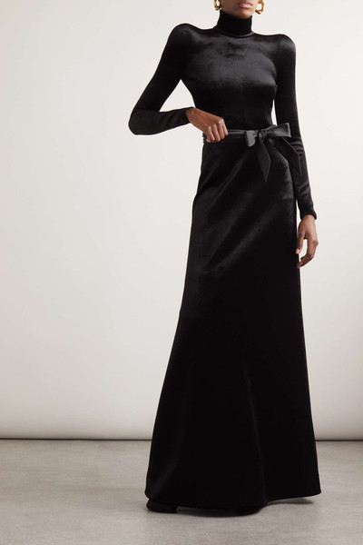 BALENCIAGA Bow-embellished stretch-velvet maxi skirt outlook