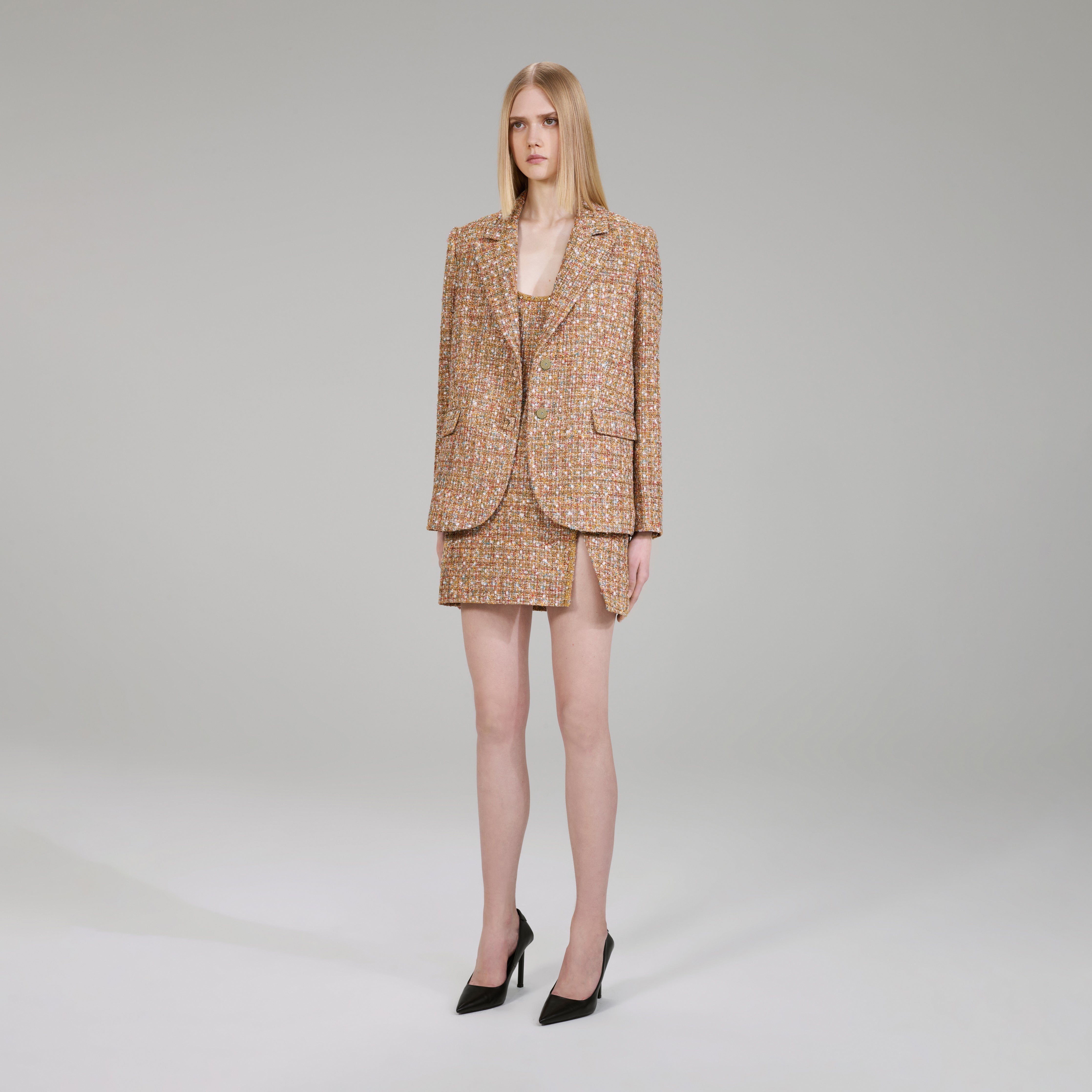 Gold Tinsel Bouclé Blazer - 2