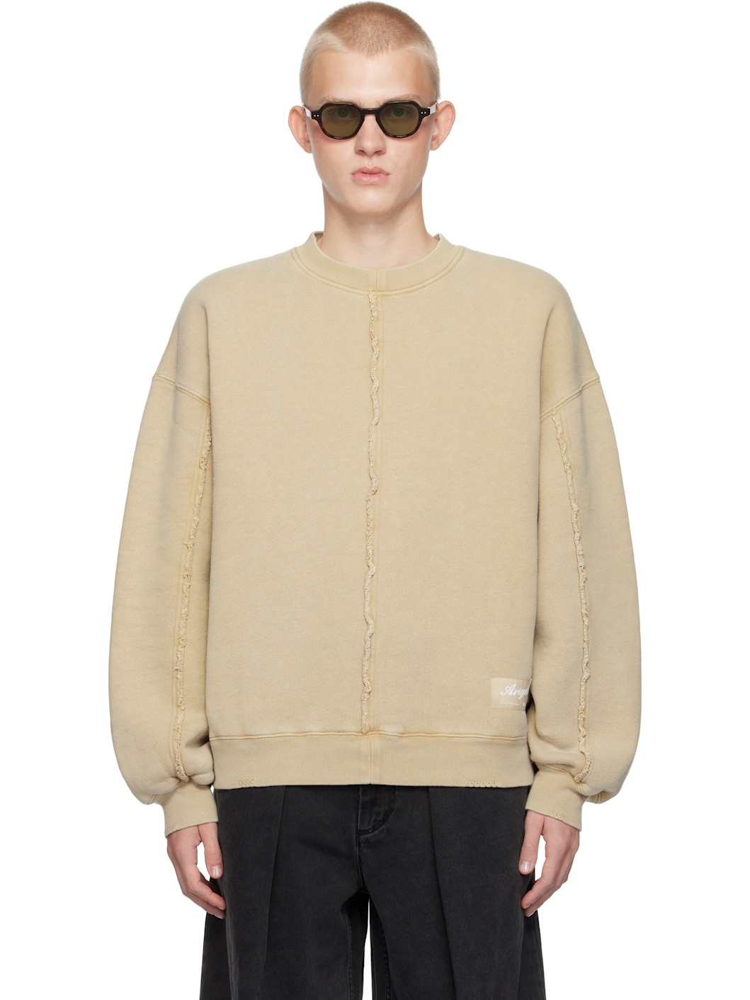 Tan Chopped Distressed Sweatshirt - 1