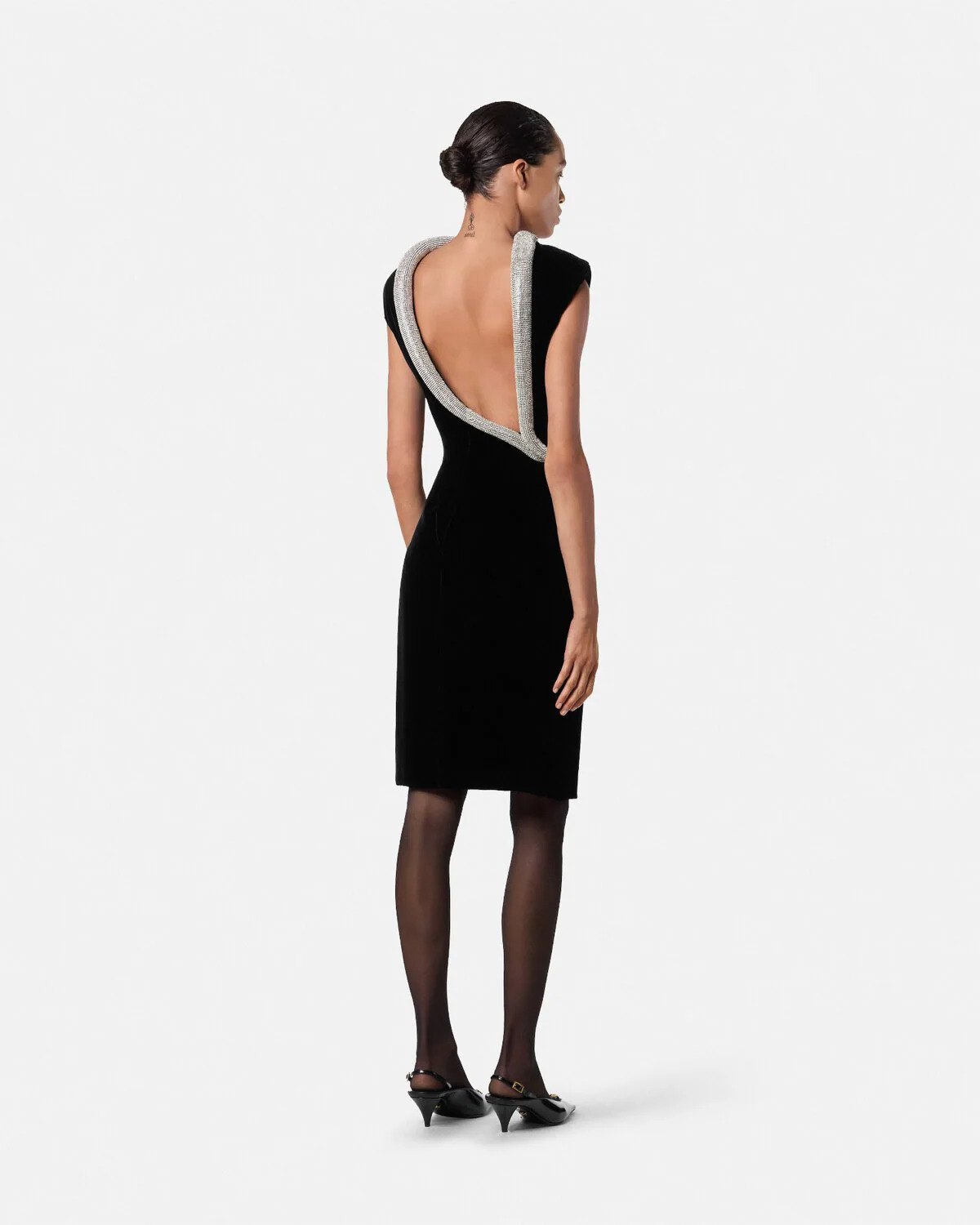 Torchon Velvet Fitted Mini Dress - 5