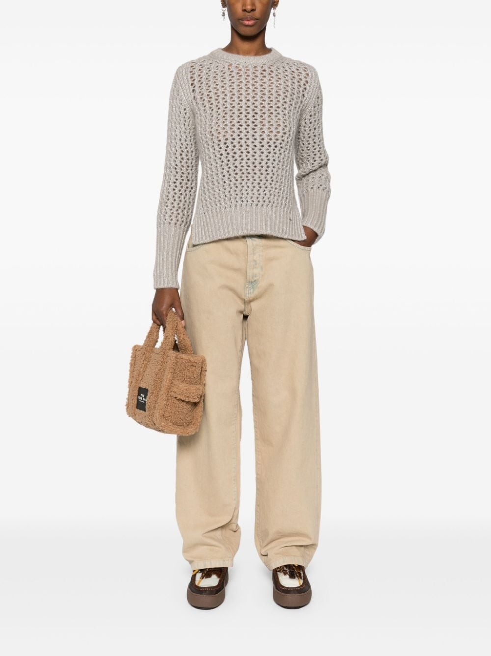 lurex open-knit jumper - 2