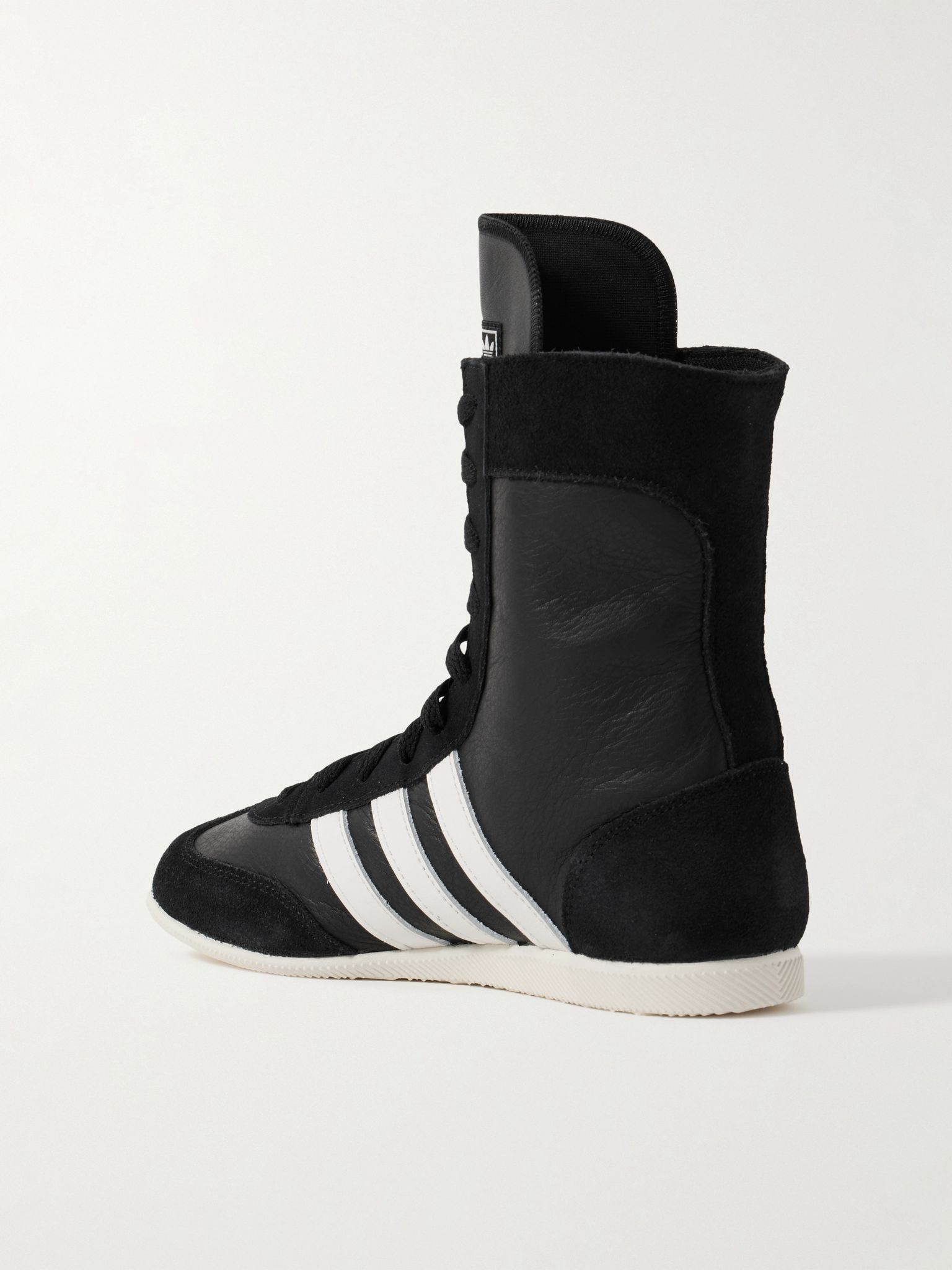 Japan H suede-trimmed leather high-top sneakers Black - 3