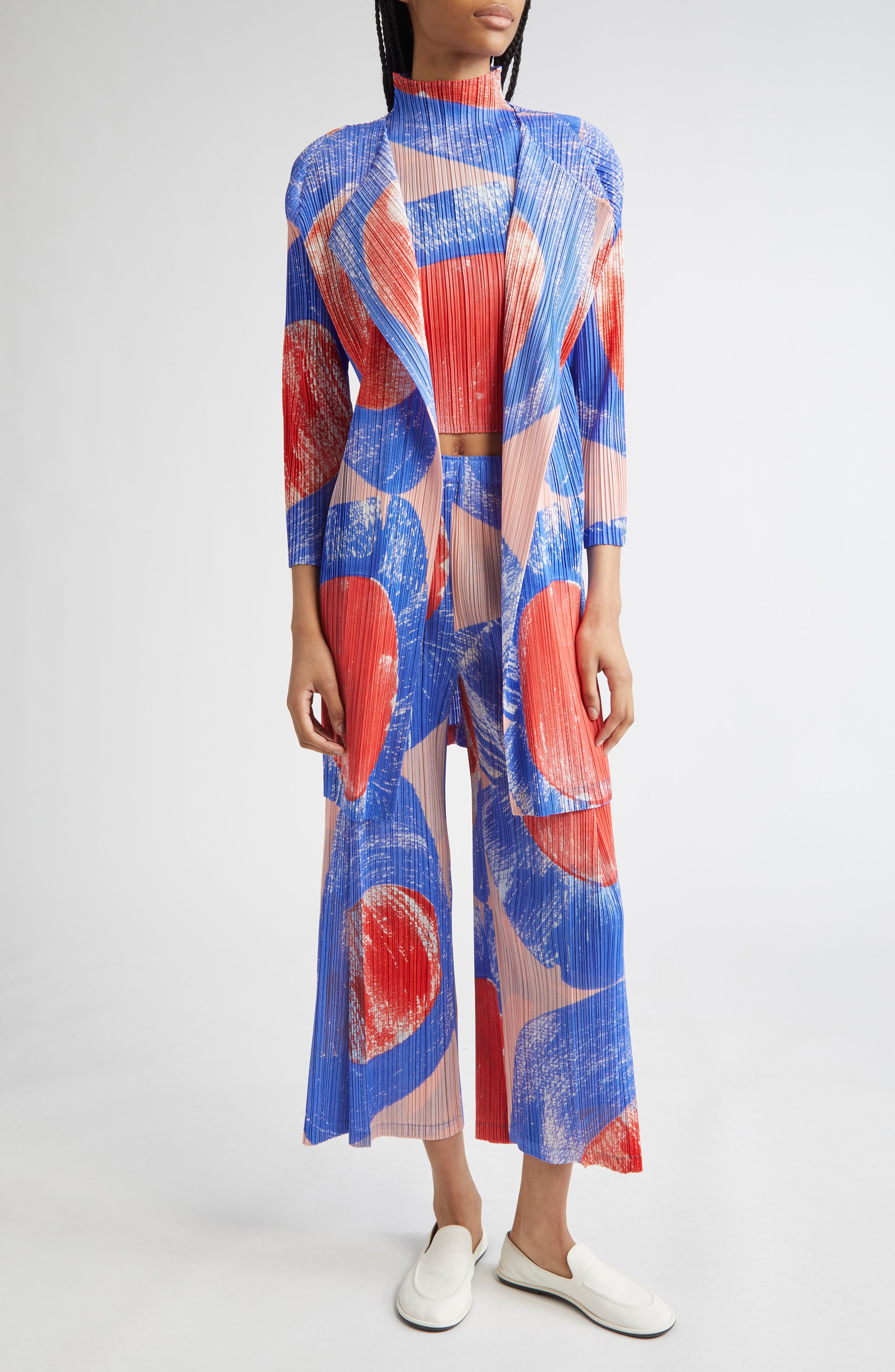 Pleats Please Issey Miyake Backlight Pleated Cardigan in Red/Blue at Nordstrom - 2
