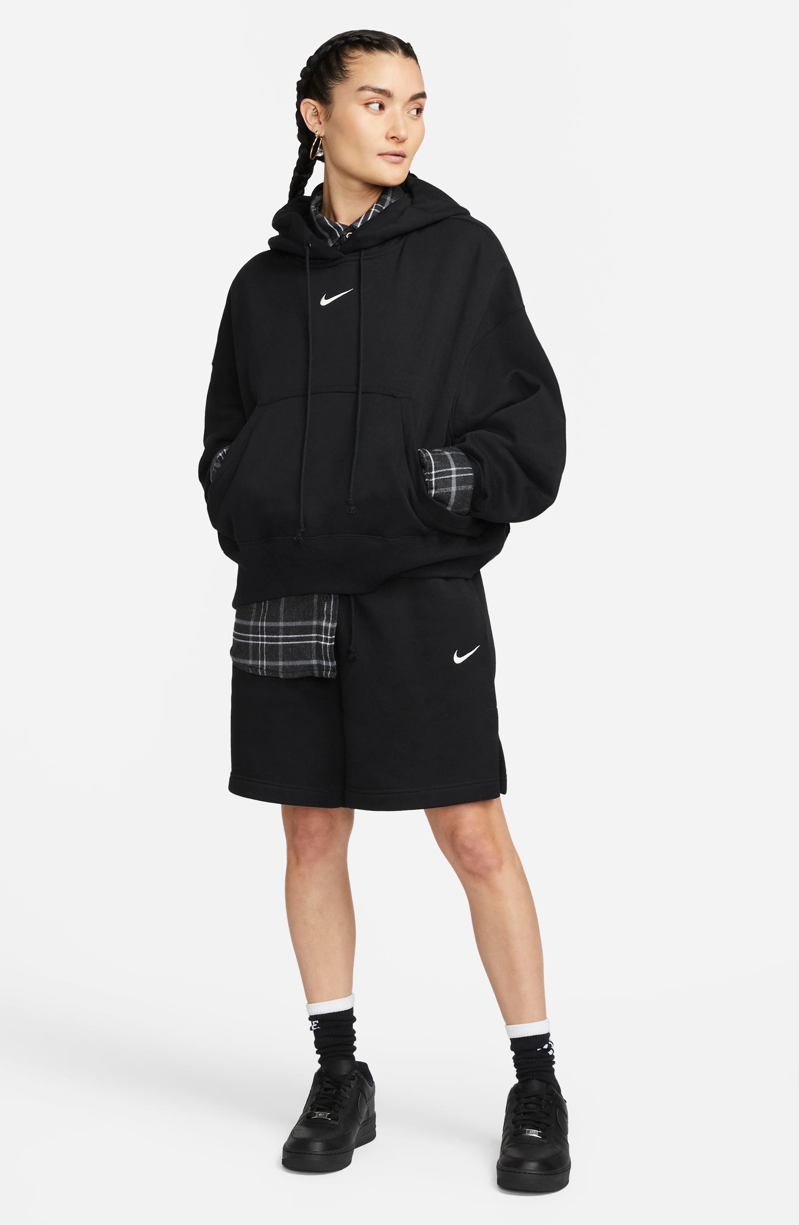 Nike Sportswear Phoenix Fleece Pullover Hoodie in 010 Black/sail at Nordstrom - 4