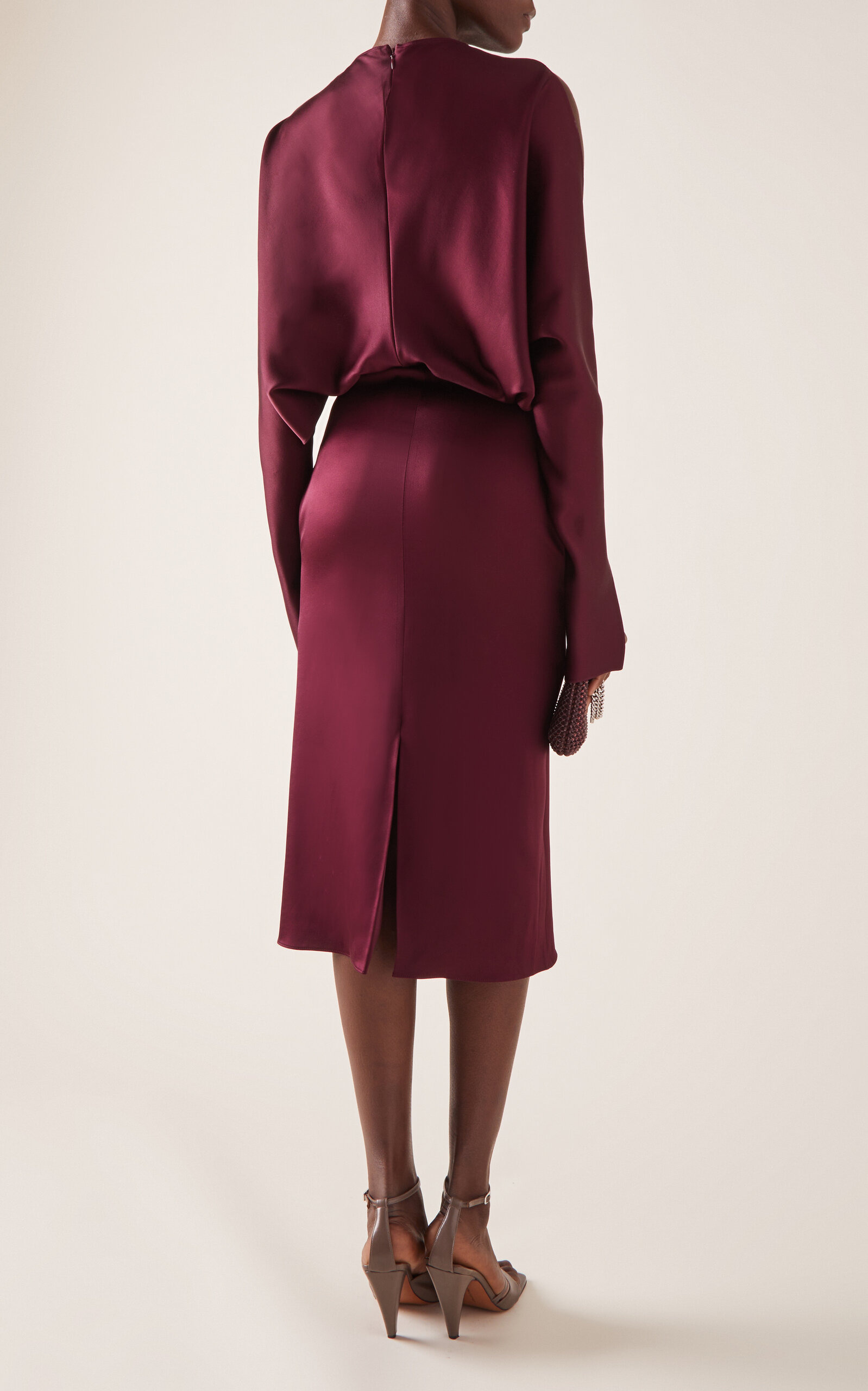 Satin Cutout Detail Gown burgundy - 4