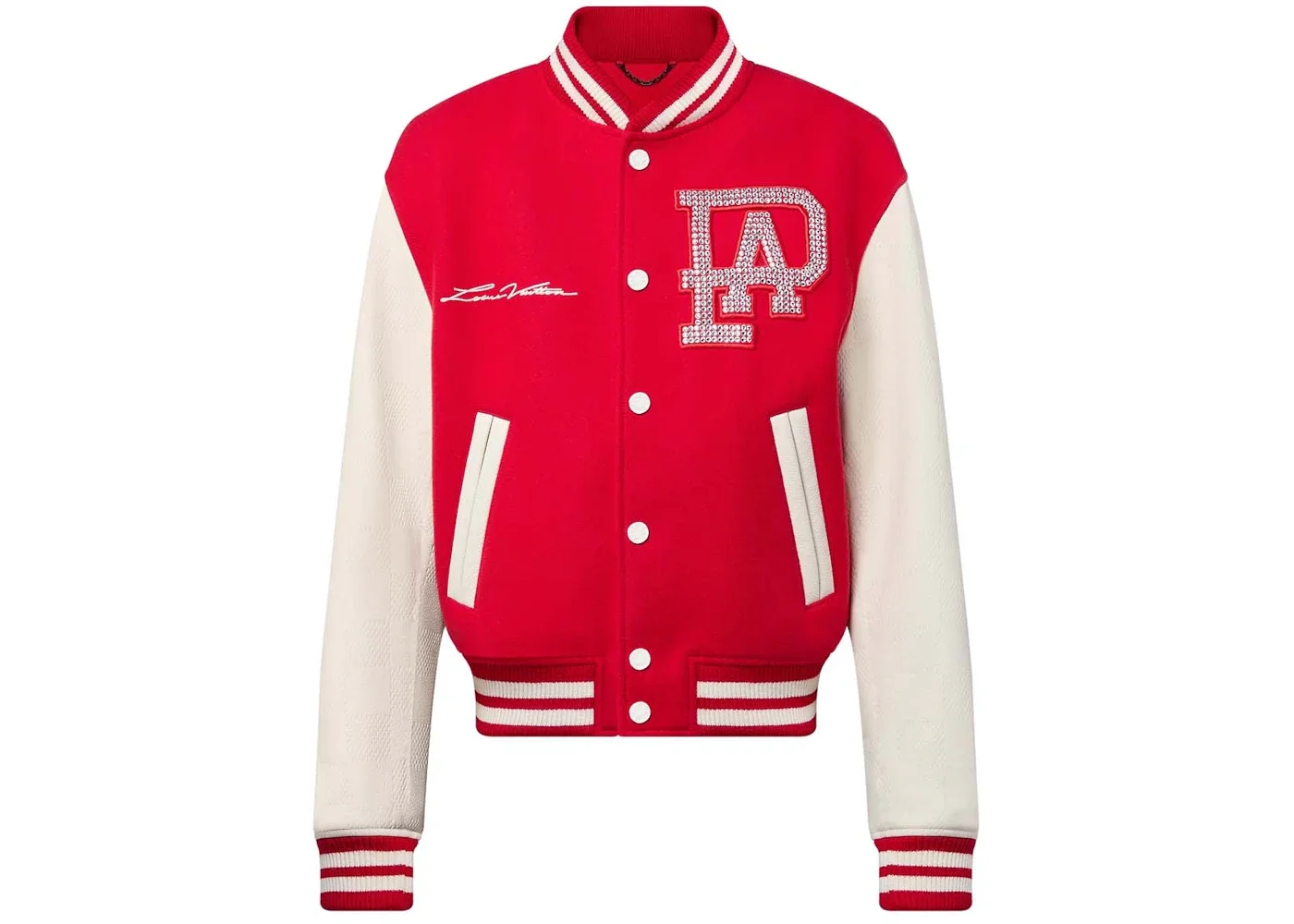 Louis Vuitton Mix Leather Varsity Blouson Jacket Bright Red - 1