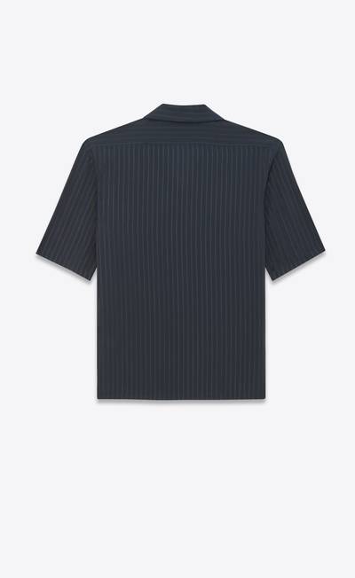 SAINT LAURENT shark-collar shirt in matte and shiny striped silk outlook