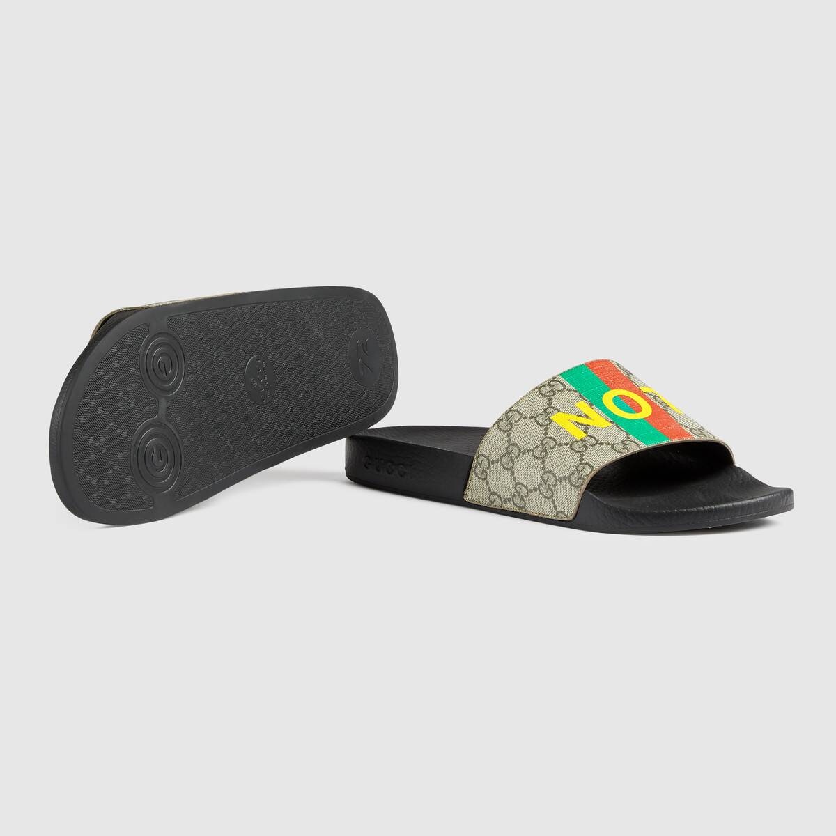 Men's 'Fake/Not' print slide sandal - 6