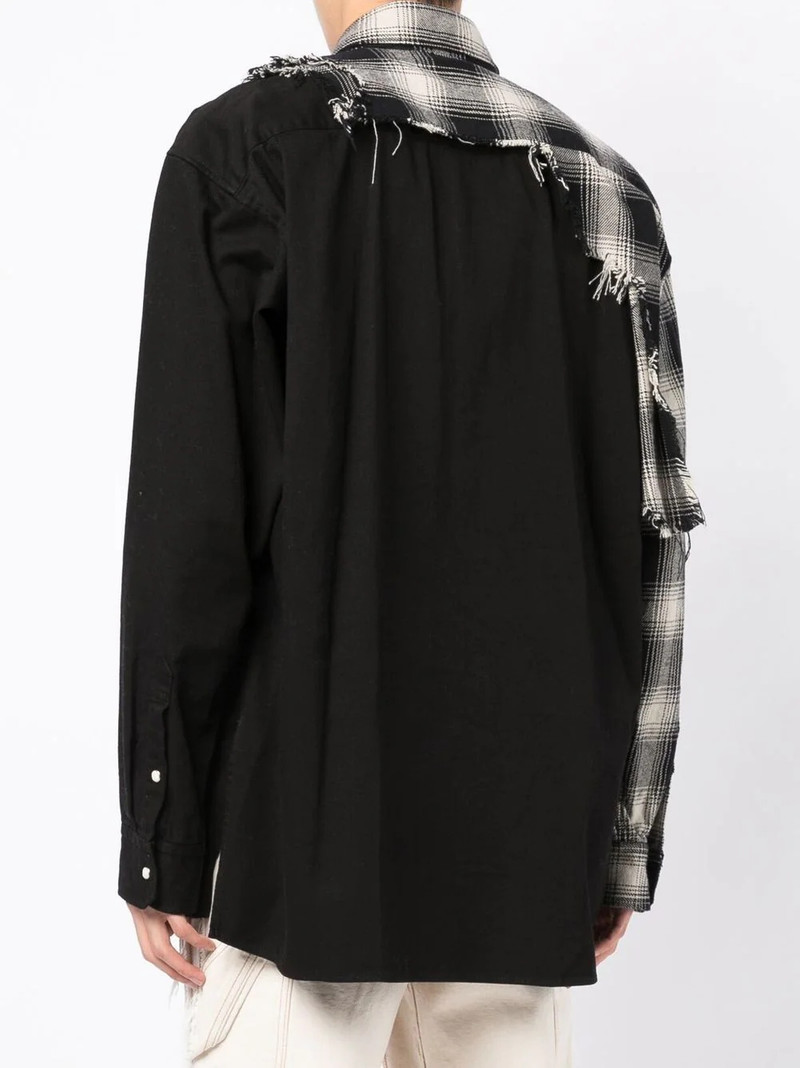 checked-panel distressed shirt 4