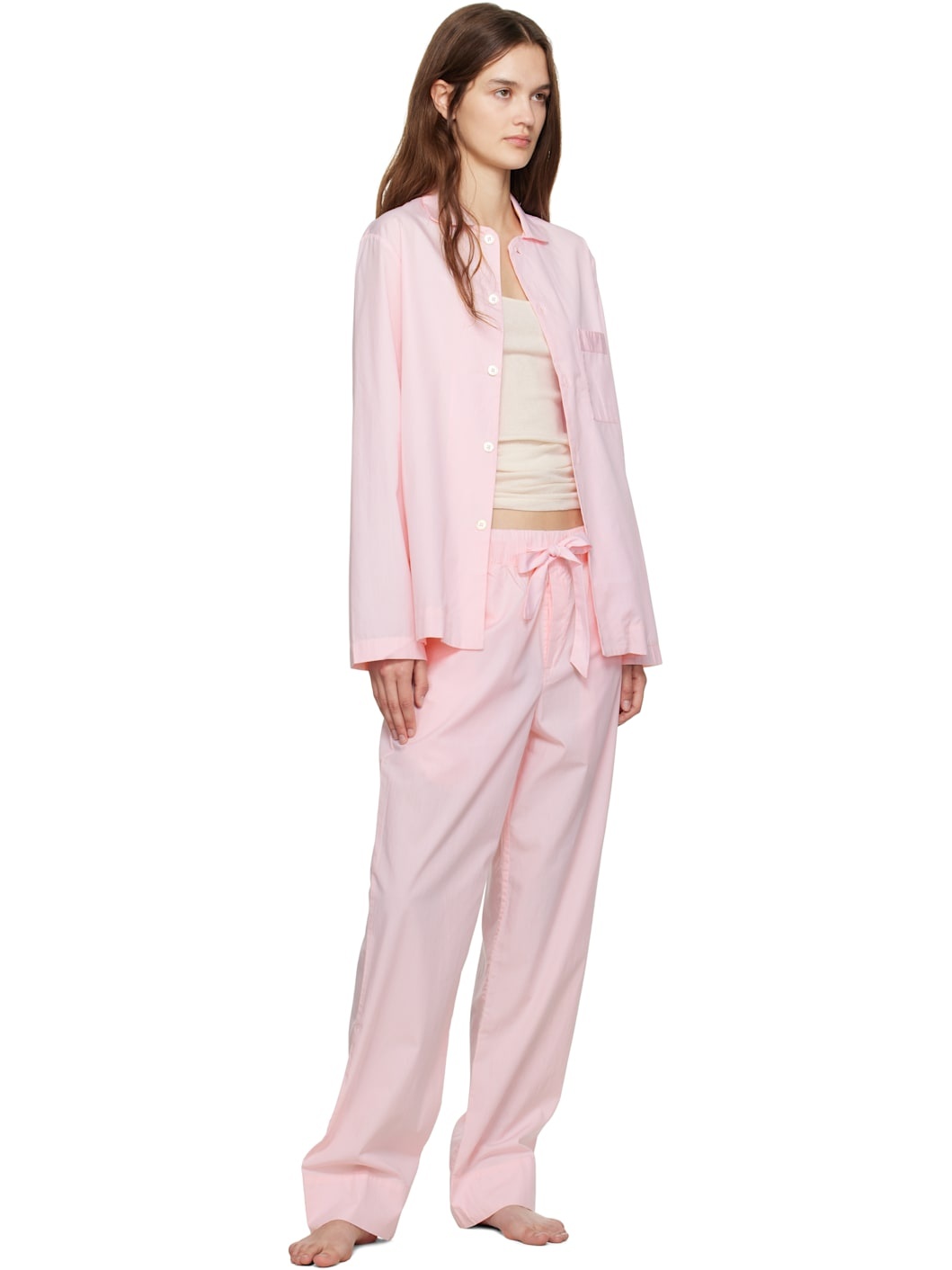 Pink Poplin Long-Sleeved Pyjama Shirt - 4