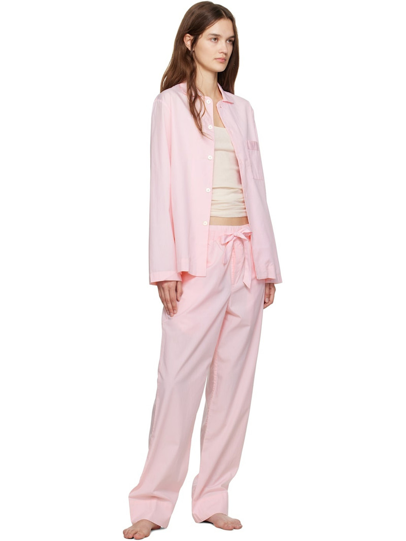TEKLA Pink Poplin Long-Sleeved Pyjama Shirt outlook