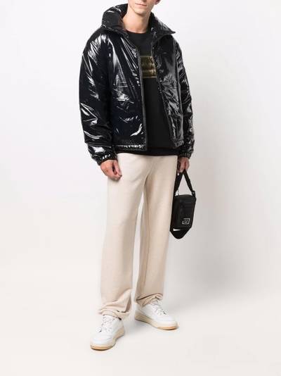 Acne Studios logo-patch zip-up padded jacket outlook