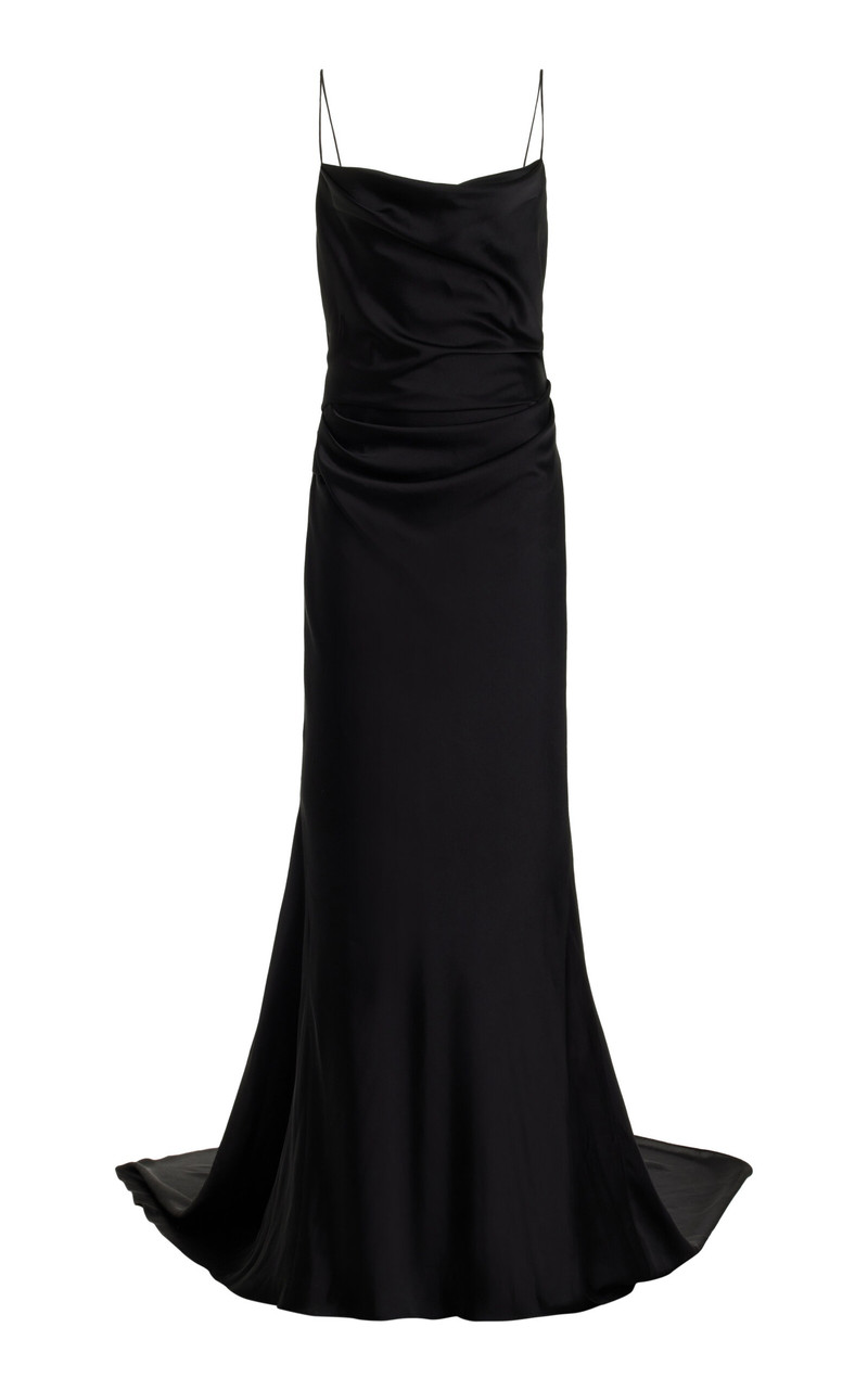 Paige Draped Gown with Train black 1