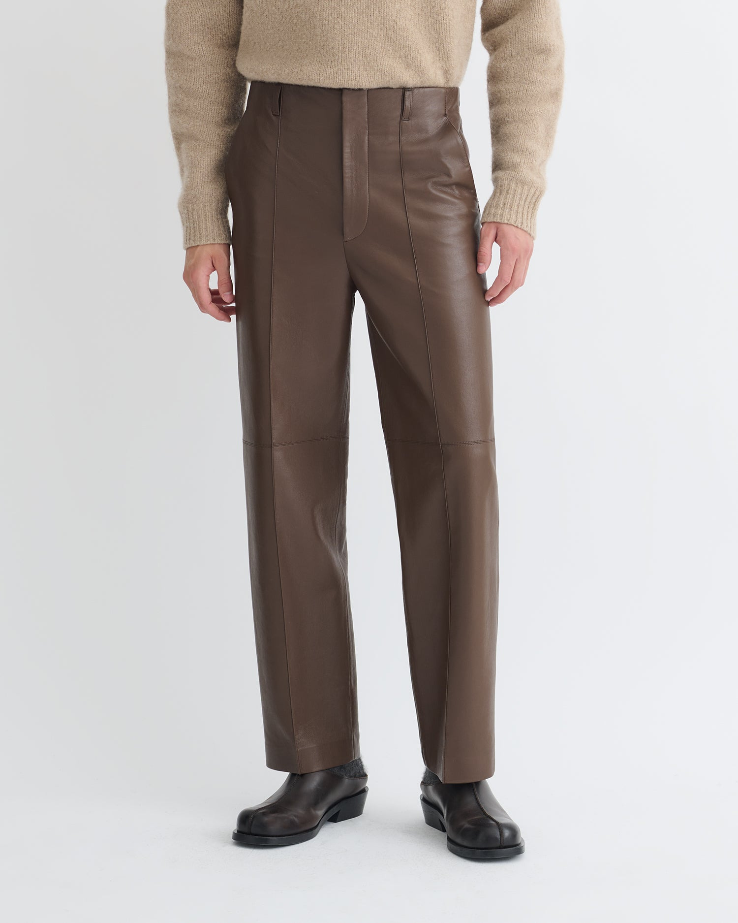 Regenerated Leather Straight-Leg Pants - 4