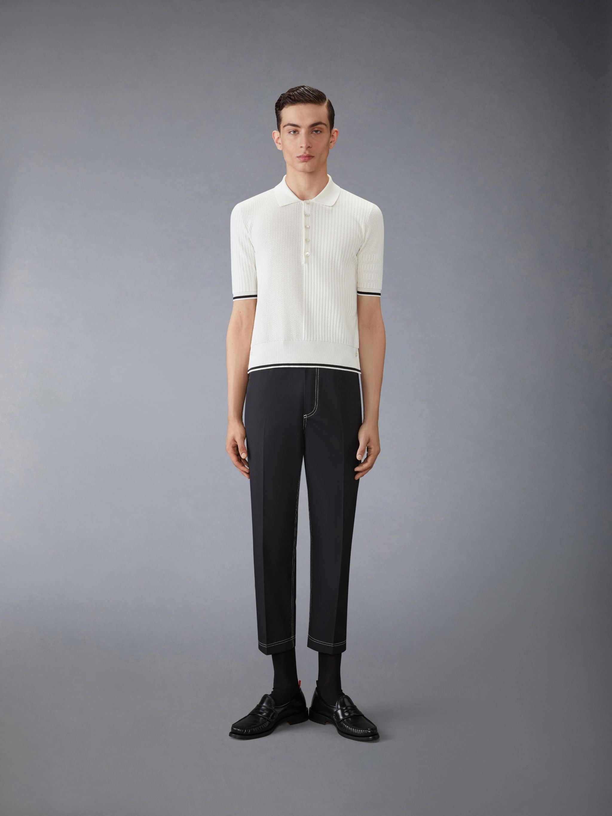 Half & Half Cotton 4-Bar Relaxed Fit Polo - 3