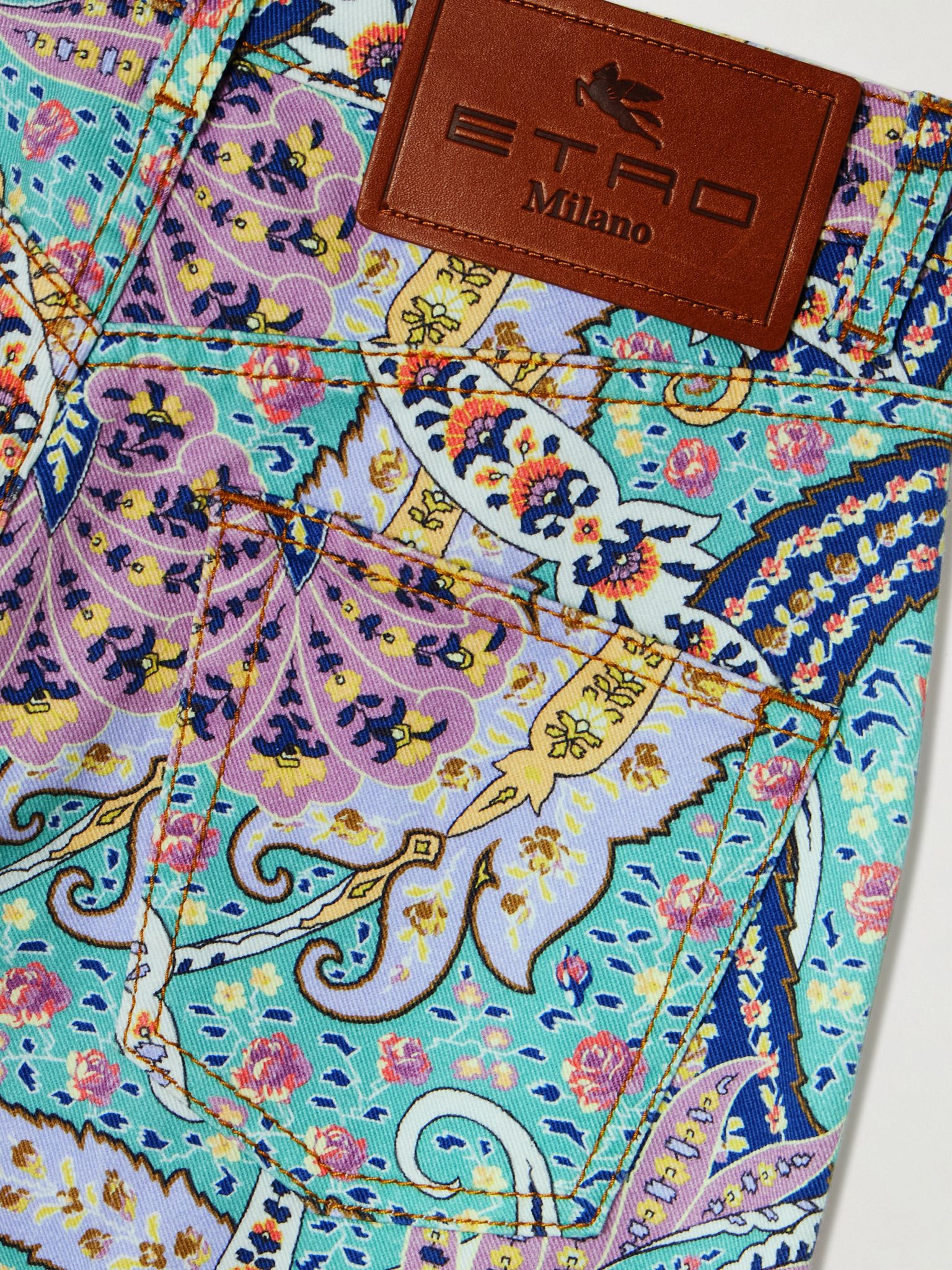 Paisley-print high-rise wide-leg jeans Light blue - 6