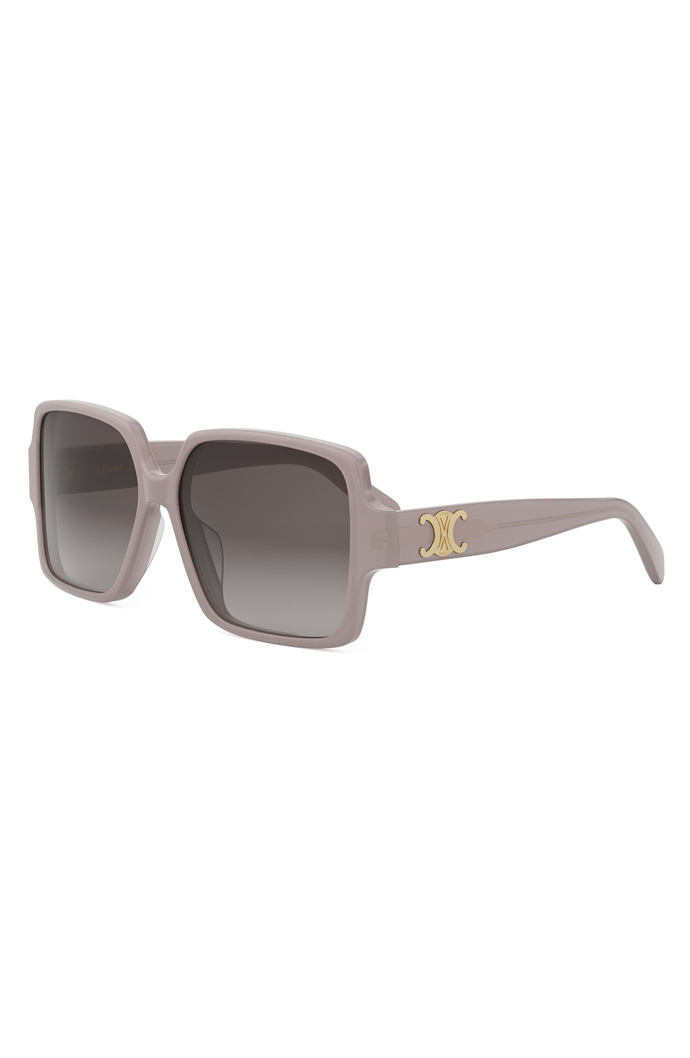 CELINE Triomphe 60mm Square Sunglasses in Shiny Light Brown /Brown at Nordstrom - 2