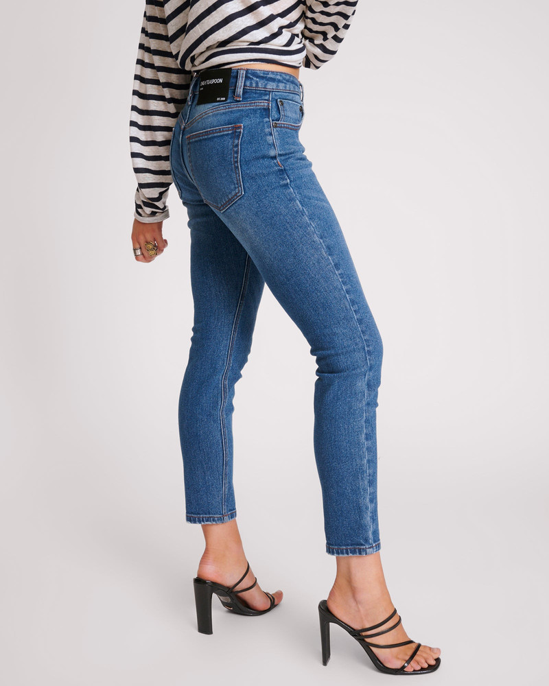Stixx Low Waist Slim Straight Leg Denim Jeans - Washed Blue 6