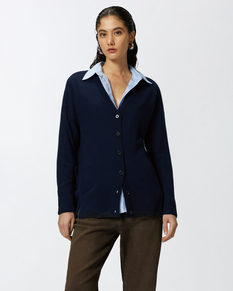 PINKO WOOL AND CASHMERE CARDIGAN WITH LUREX EDGING outlook
