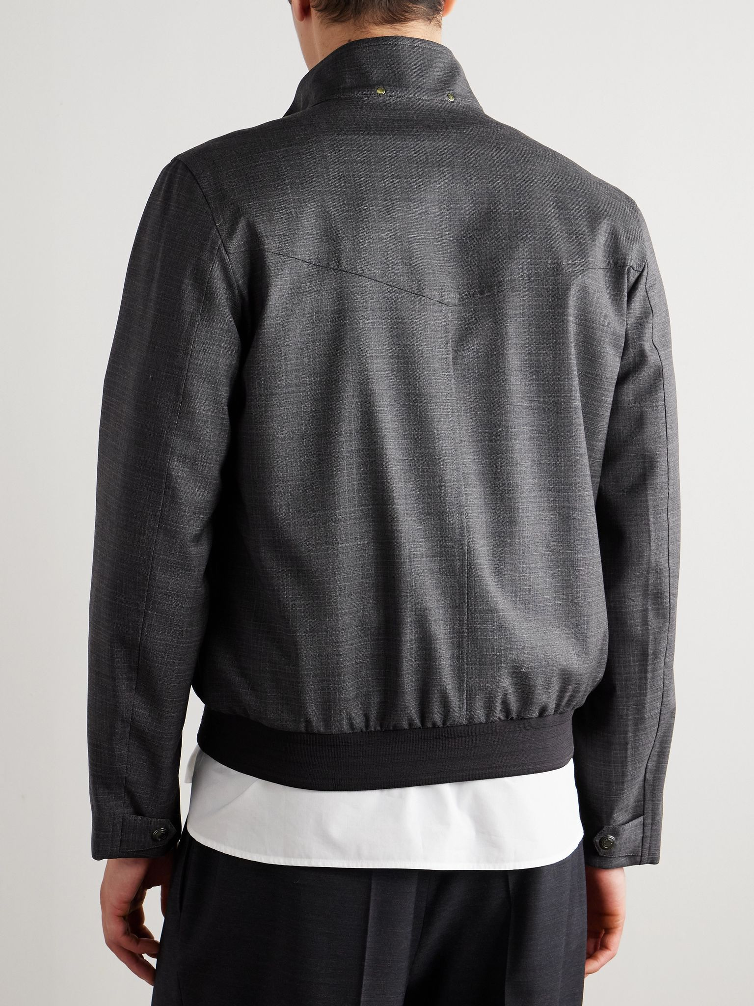 Checked Wool Bomber Jacket Gray - 3