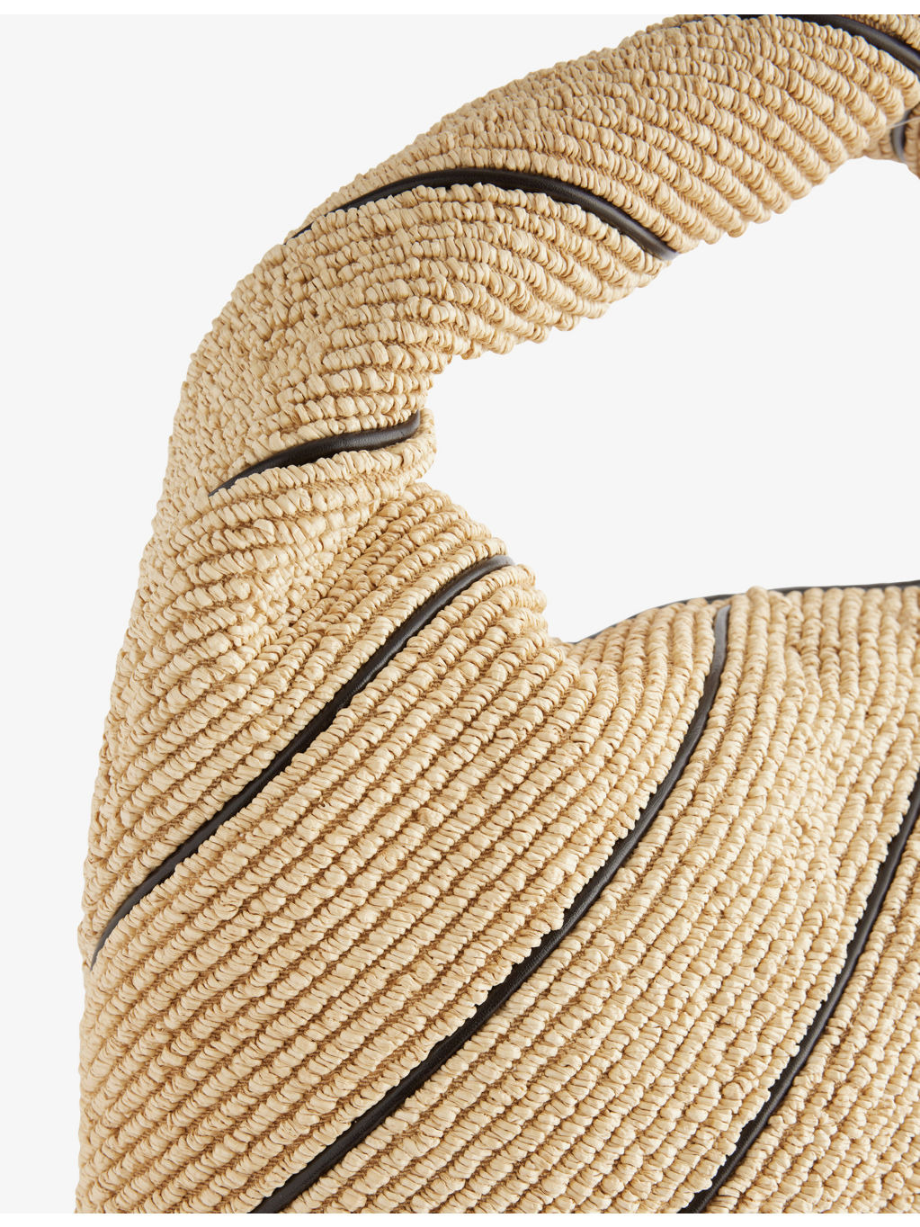 Large Leather-Trim Raffia Shoulder Bag - 4