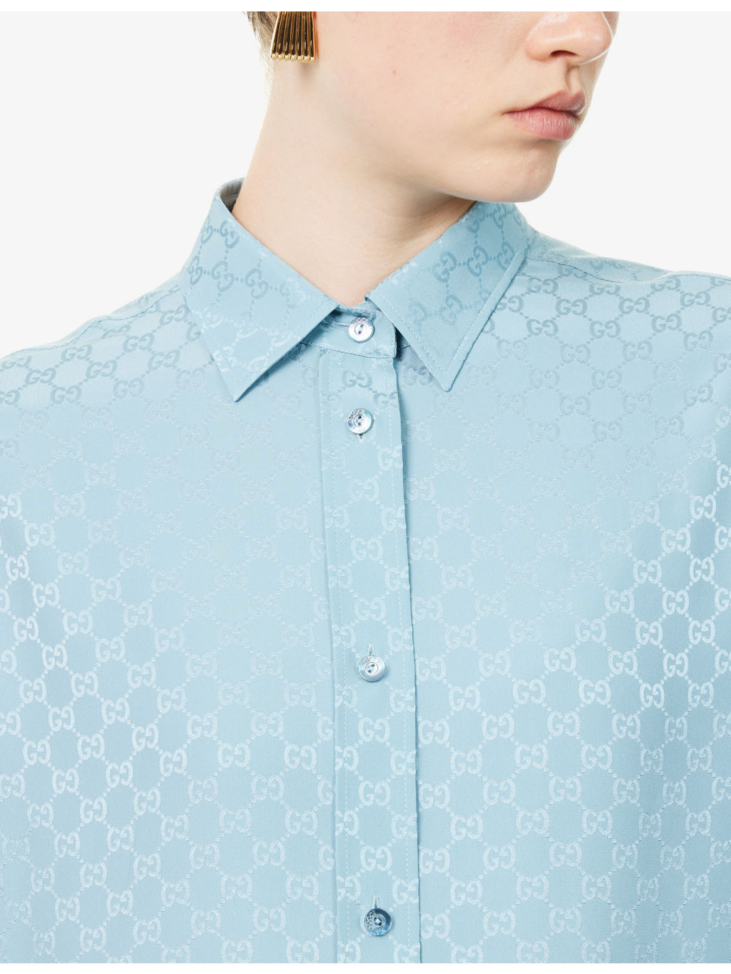 Monogram Relaxed-Fit Silk Shirt - 5