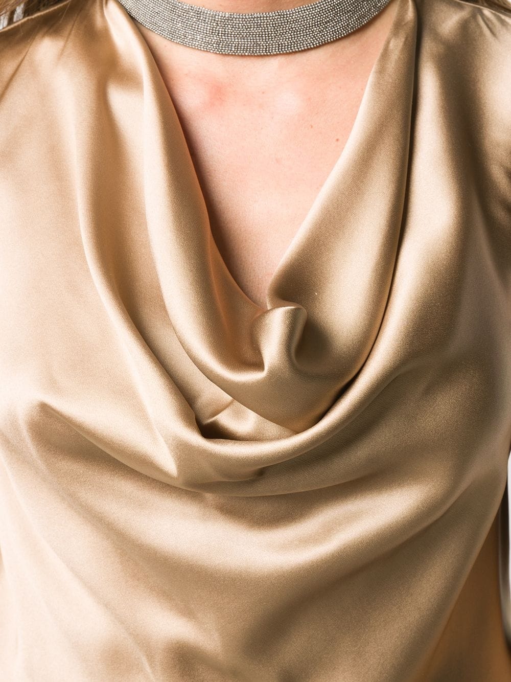 brass-embellished draped-neck top - 5