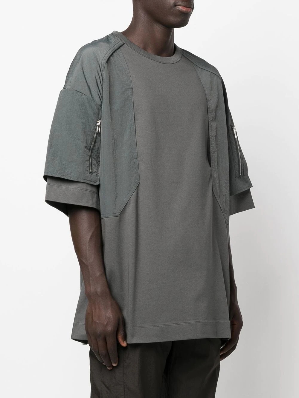 panelled round neck T-shirt - 4