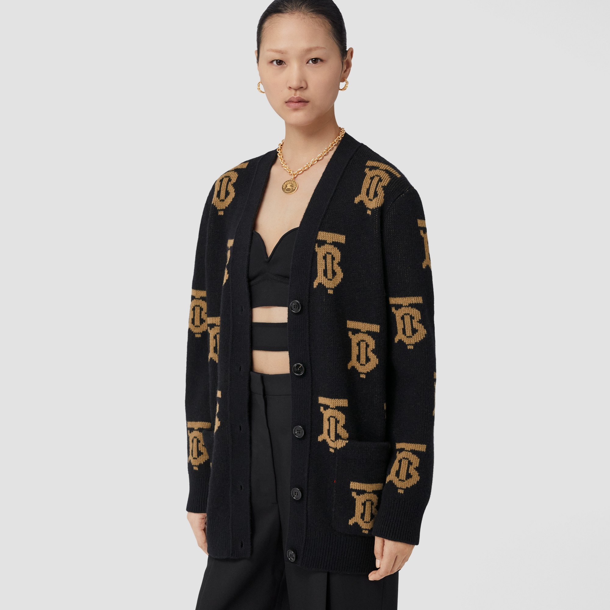 Monogram Motif Wool Jacquard Cardigan - 3