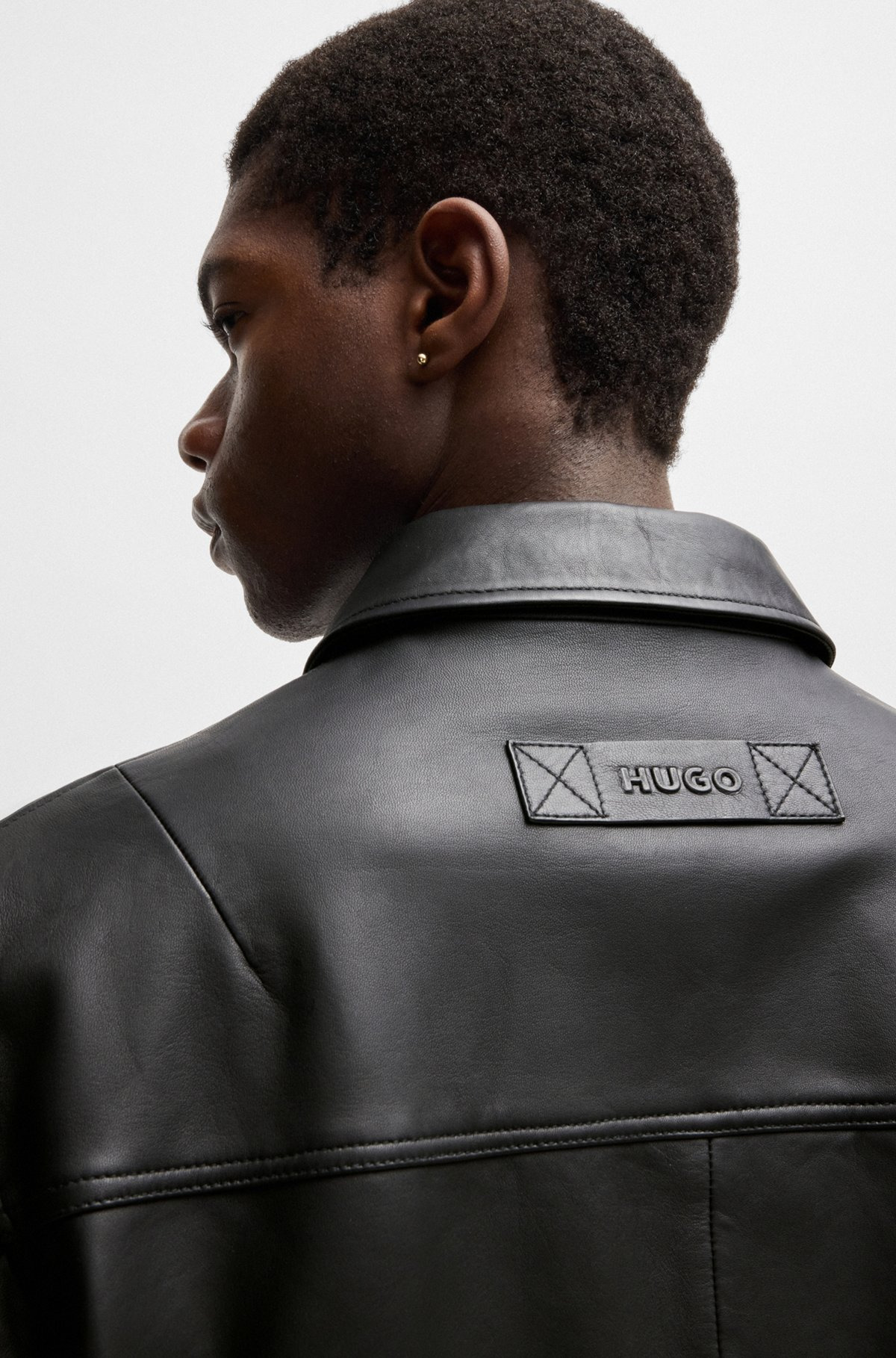 ZIP-UP LEATHER JACKET WITH CHEST POCKET - 5