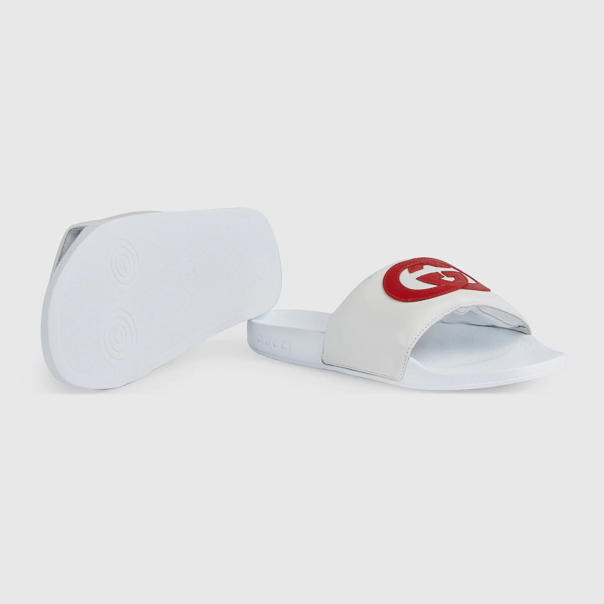 Interlocking G leather slide sandal - 5