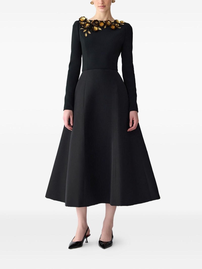 CAROLINA HERRERA floral-embroidered midi dress outlook