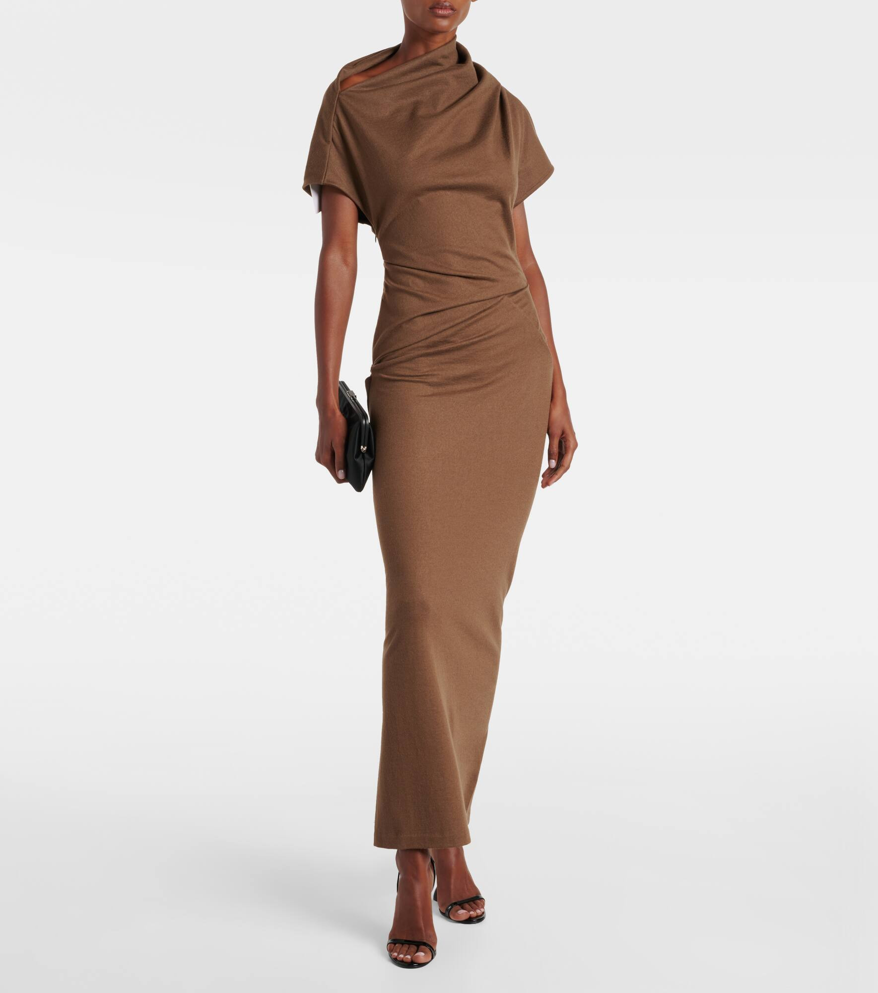 Draped wool maxi dress - 2