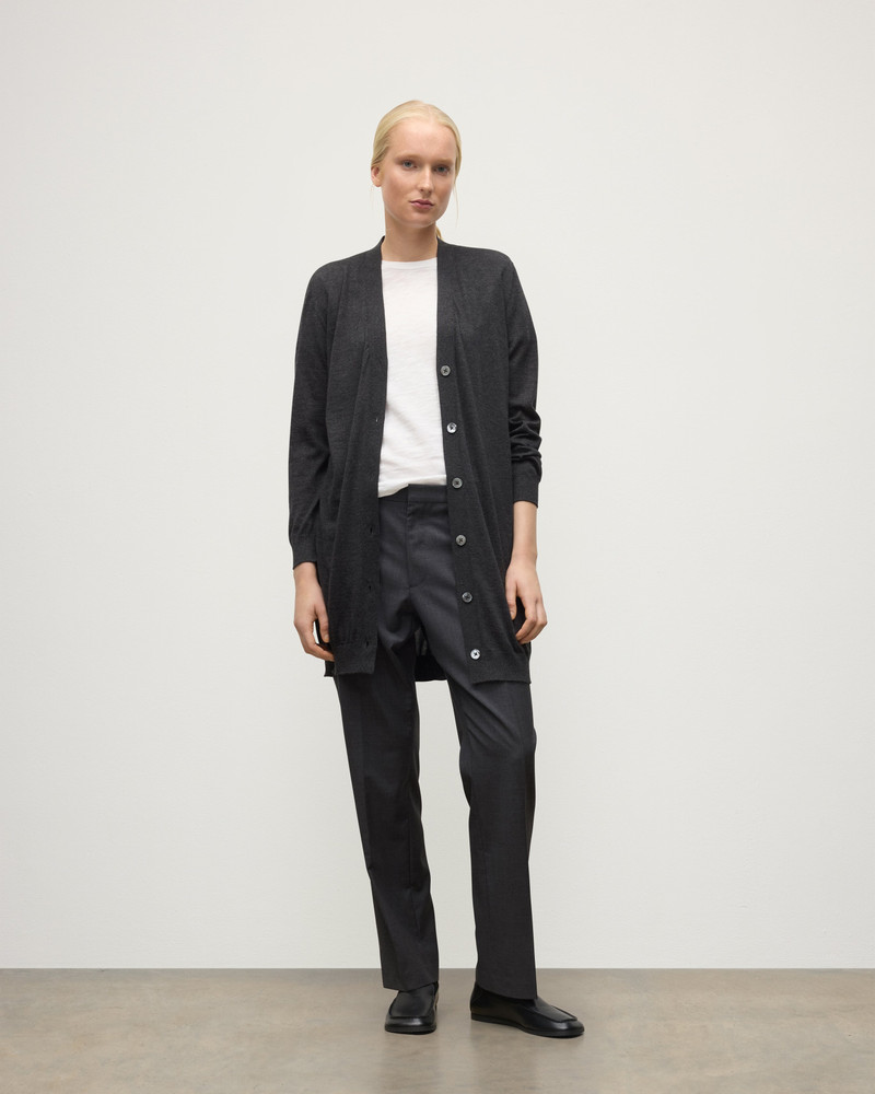 Johnstons of Elgin Elise Dark Grey Long Superfine Cashmere Cardigan outlook