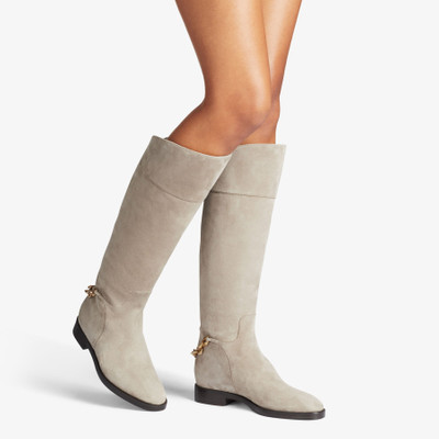 JIMMY CHOO Nell Knee Boot Flat
Taupe Suede Knee-High Boots with Chain outlook