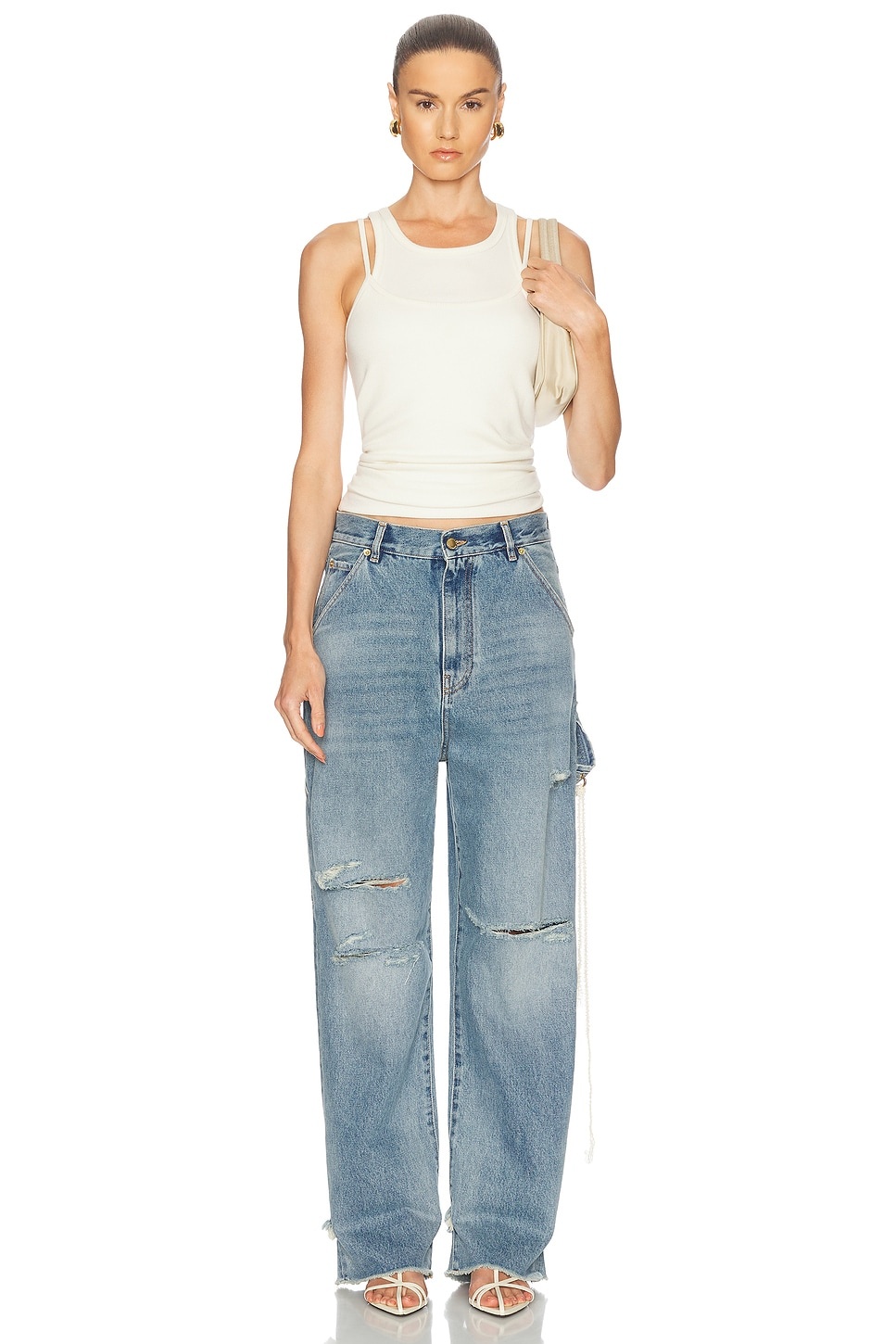 Lisa Chain Adorned Loose Fit Carpenter Straight Leg - 5