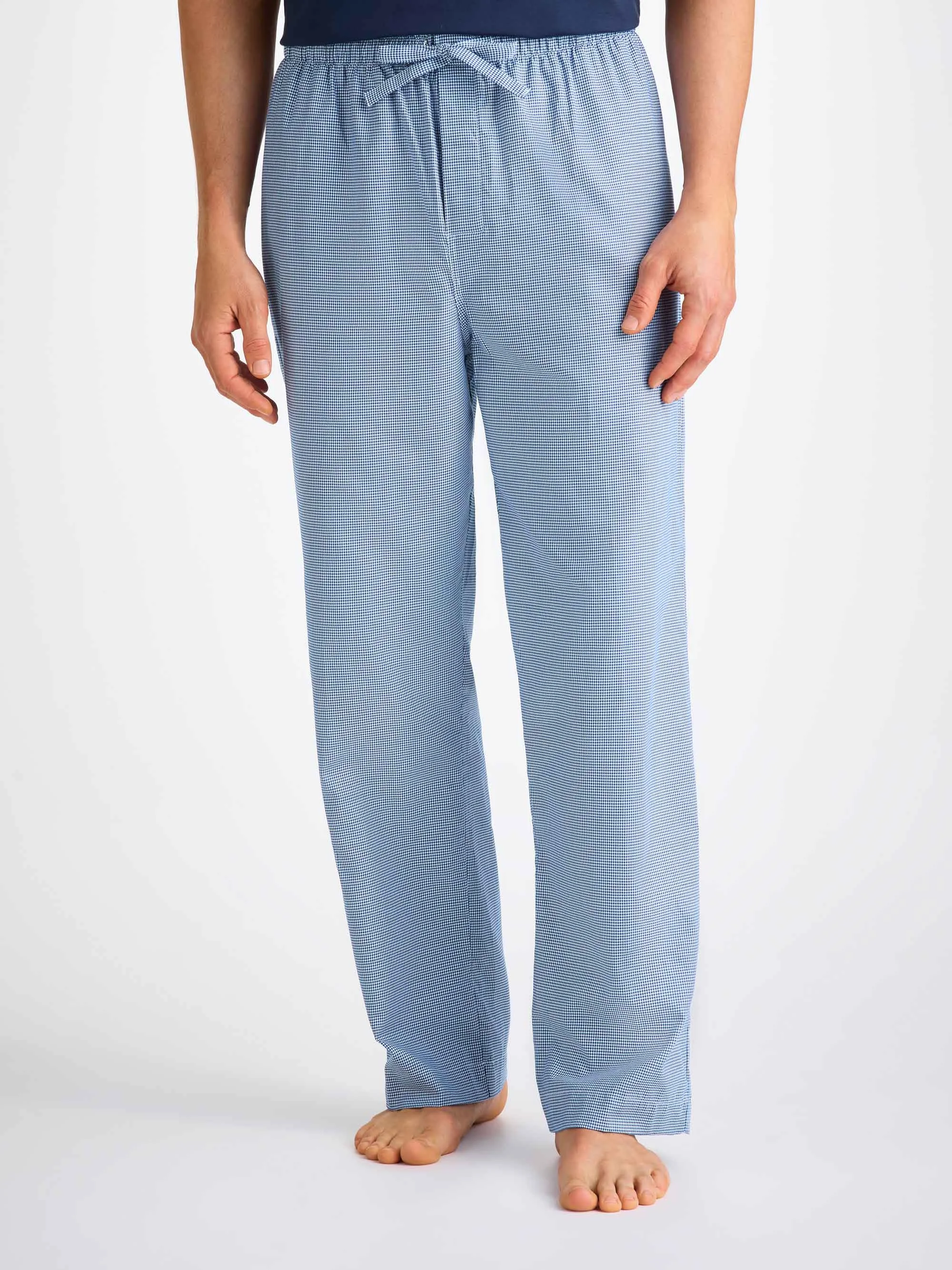 Men's Lounge Pants Cotton Navy Puppytooth Pattern - 1