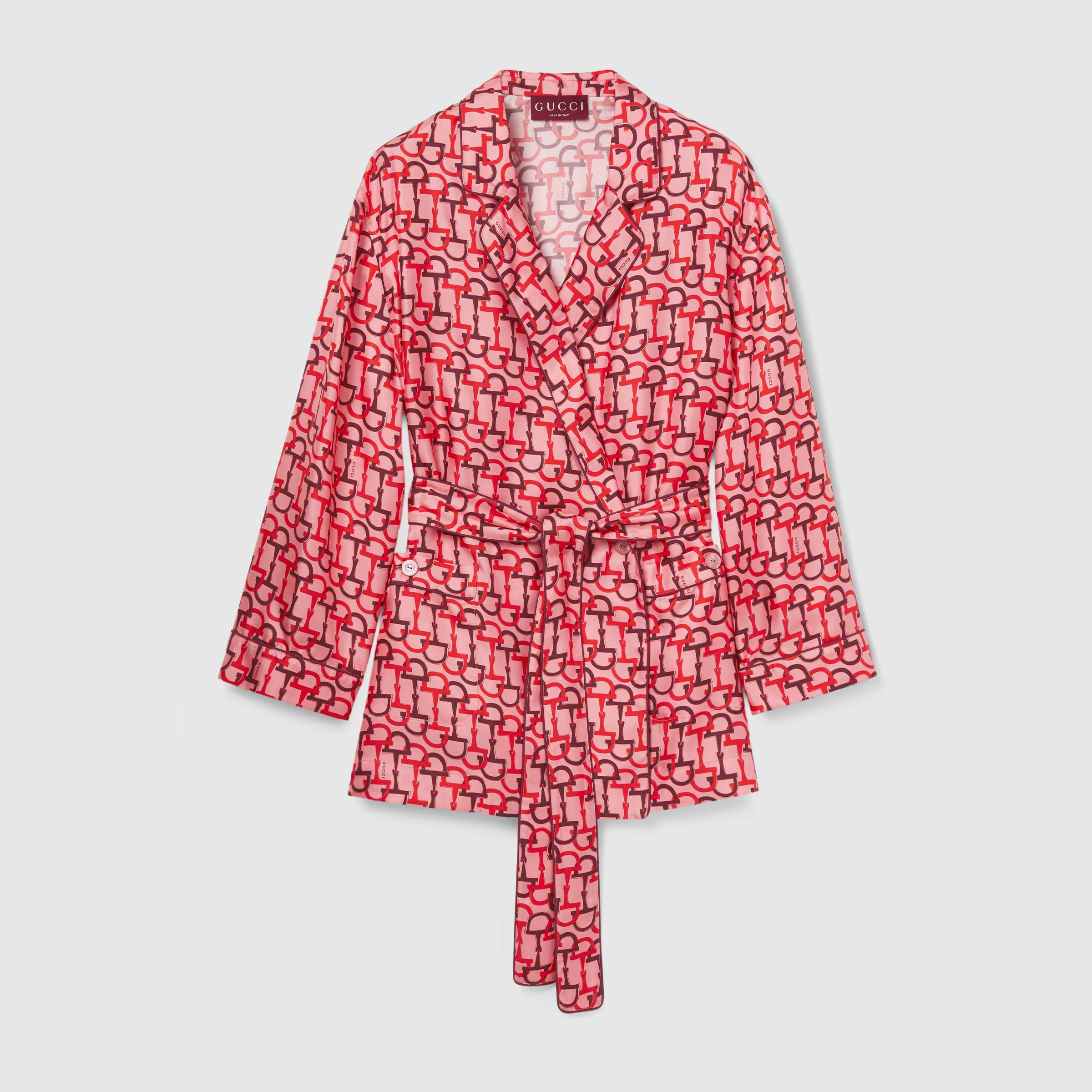 Printed silk shirt with self-tie - 1