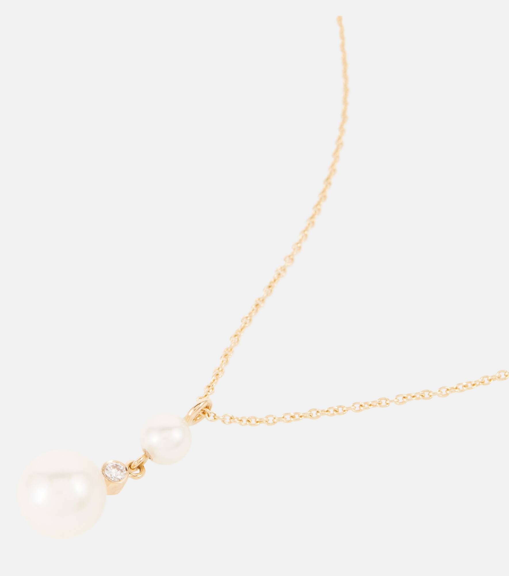 Rêve Simple 14kt gold necklace with diamonds and pearls - 6
