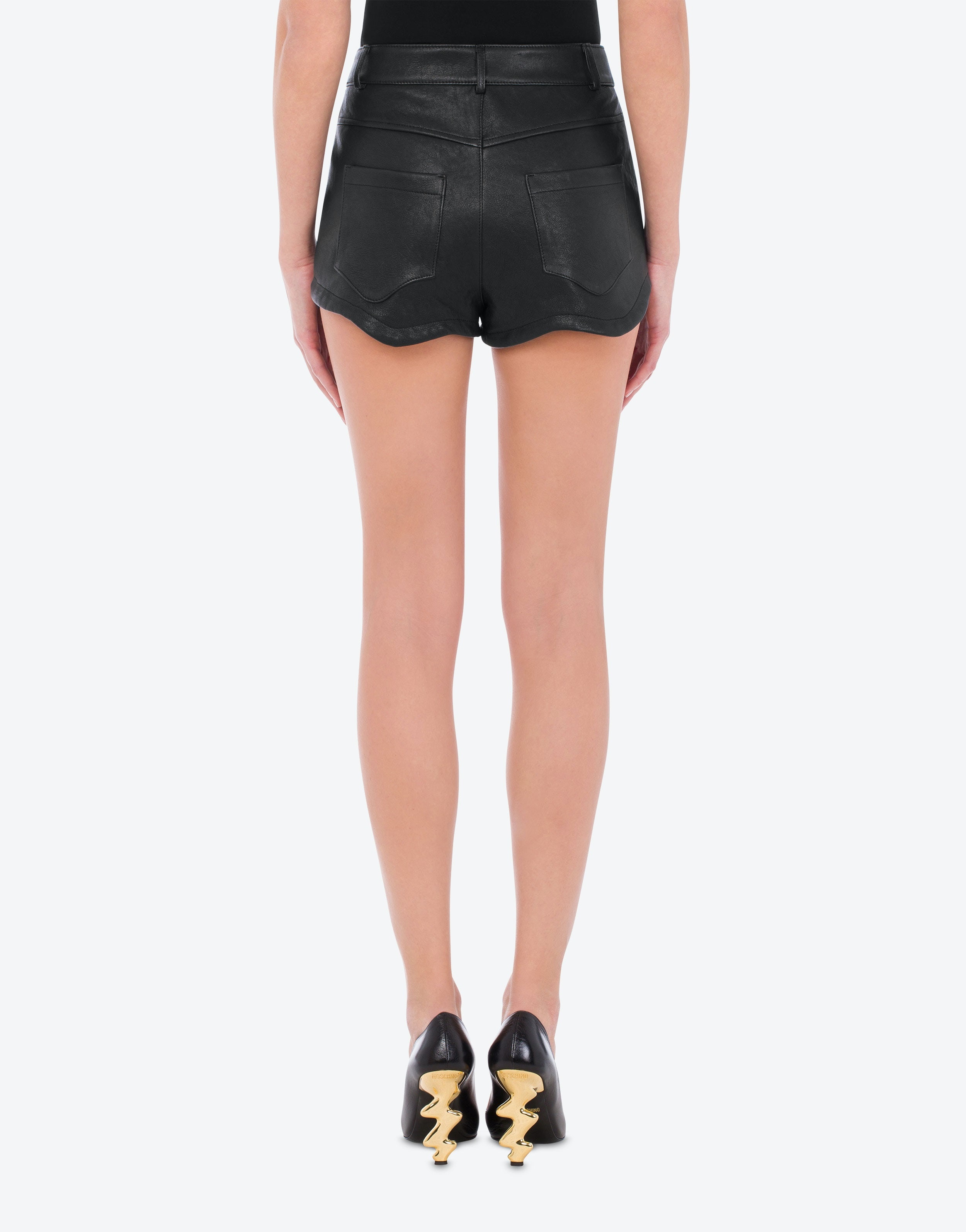 MORPHED EFFECT HAMMERED LEATHER SHORTS - 3