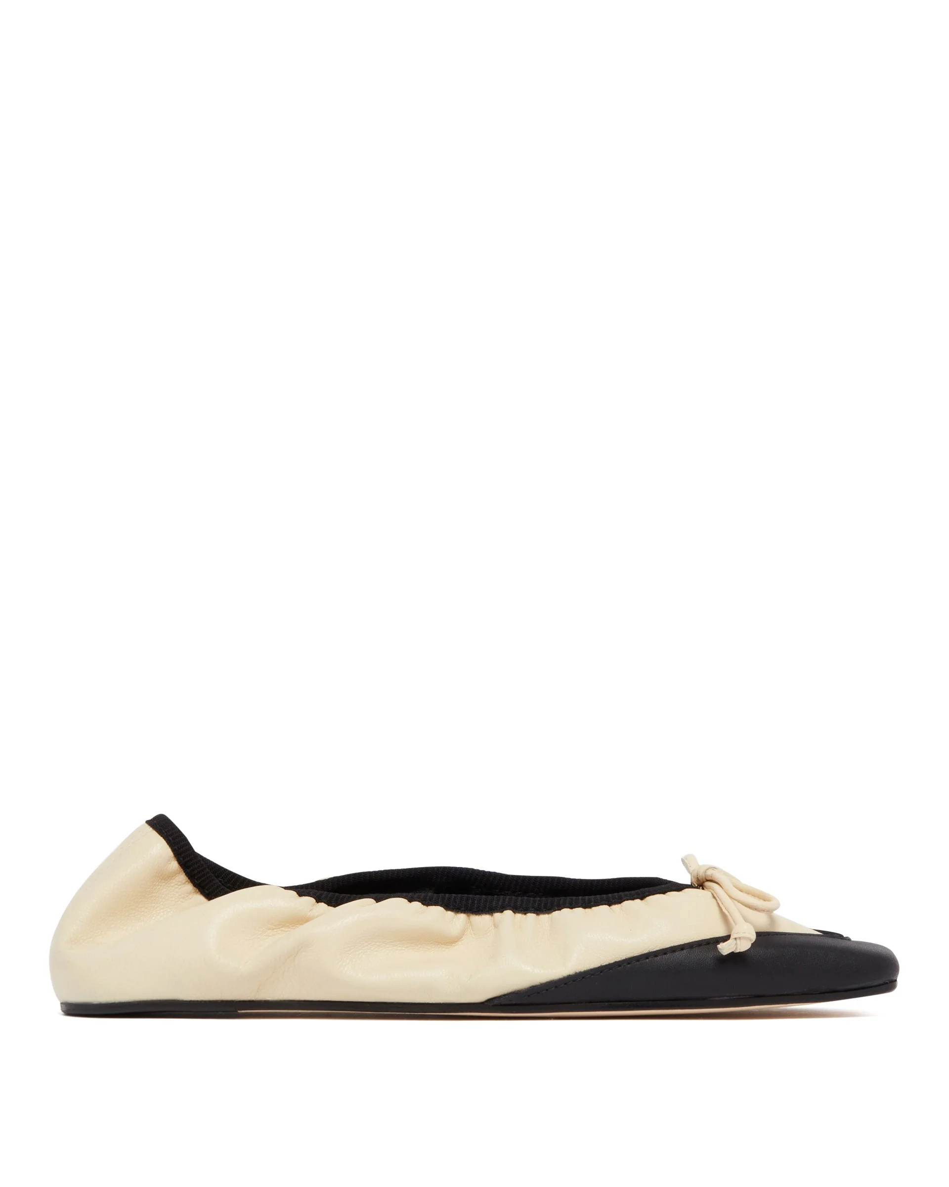 Beige Camilla Leather Ballet Flats - 1