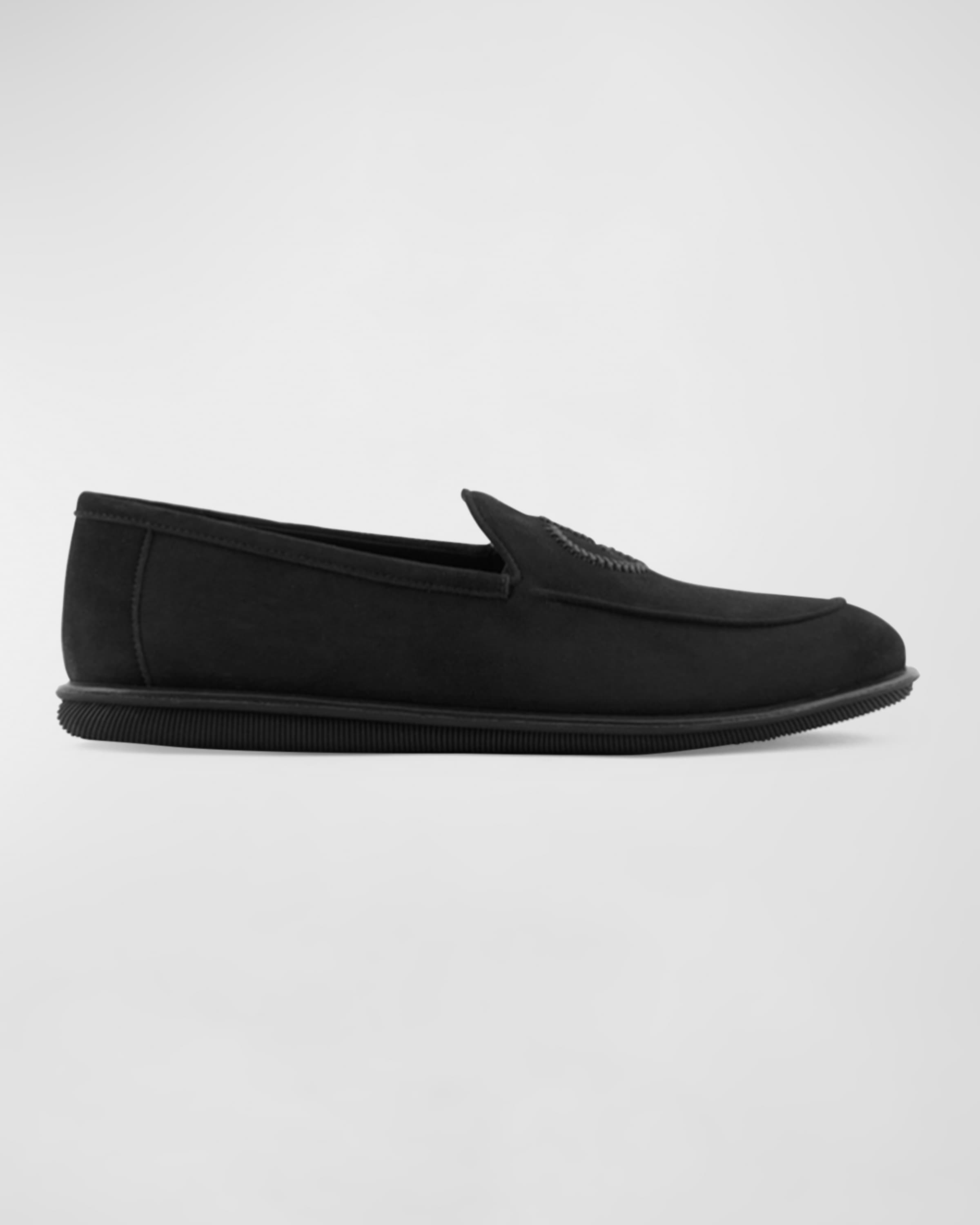 Men's Suede Logo Slip-On Loafers - 1