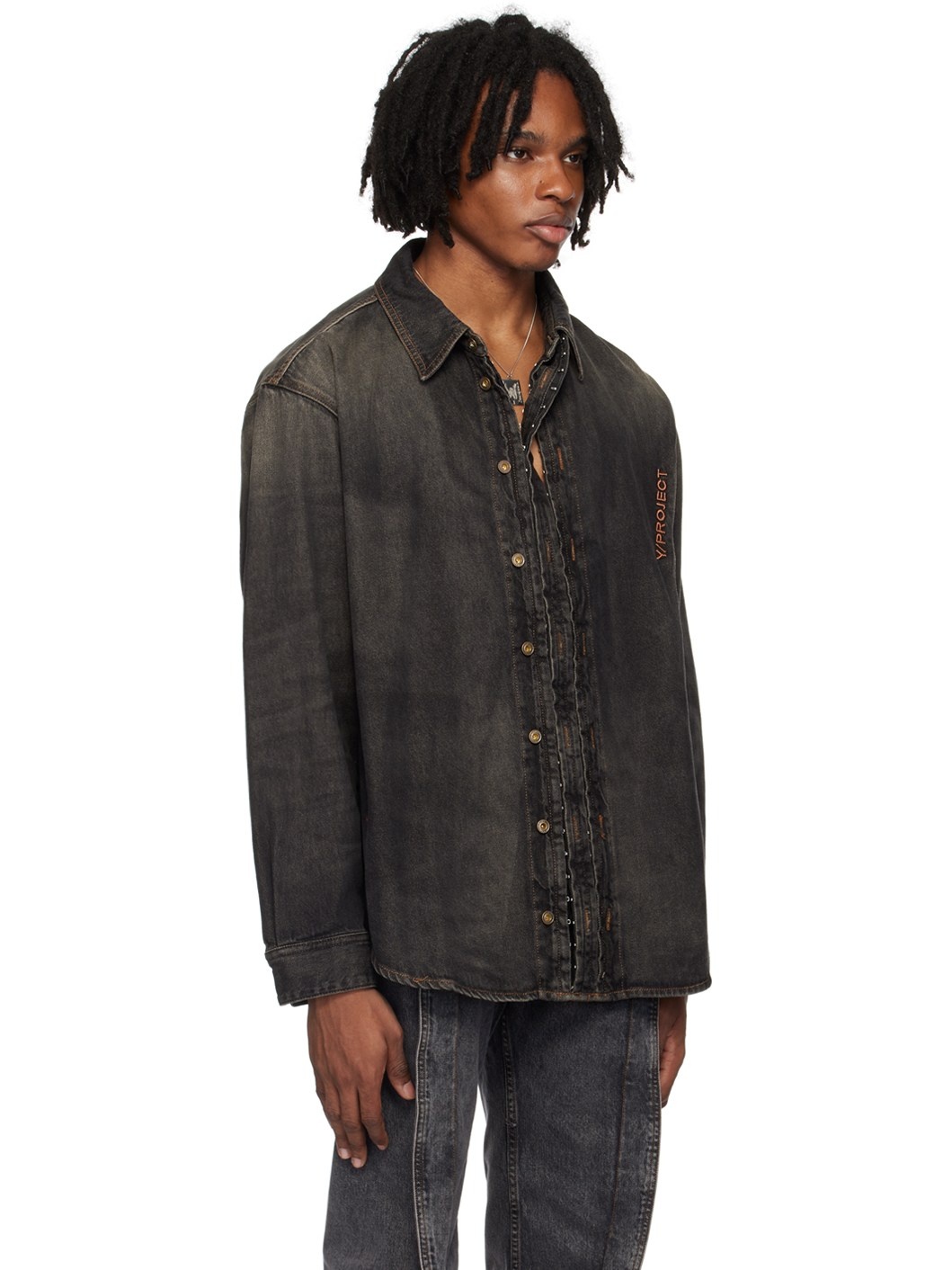 Black Hook & Eye Denim Shirt - 4