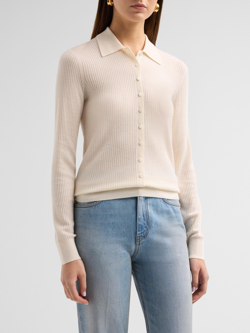 Women's Agata Cashmere Cardigan Shirt - Ivory 4
